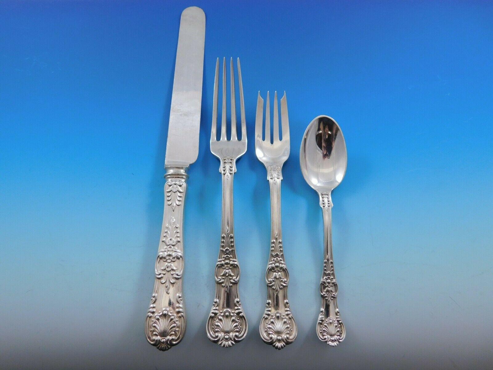 English King by Tiffany & Co. Sterling Silver Flatware Set Service 62 Pcs Dinner In Excellent Condition In Big Bend, WI