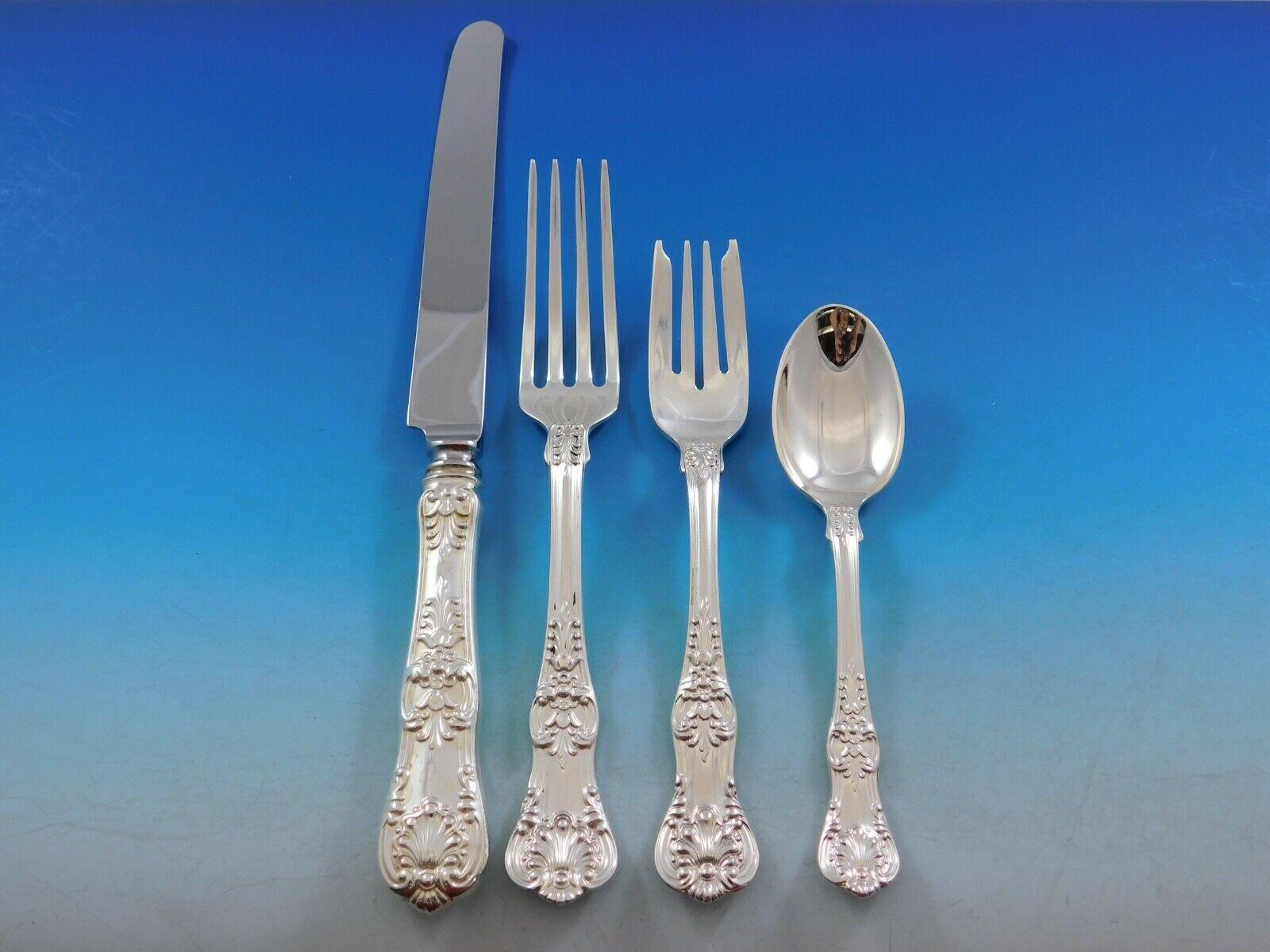 English King by Tiffany & Co Sterling Silver Flatware Set Service 63 pcs Dinner In Excellent Condition In Big Bend, WI