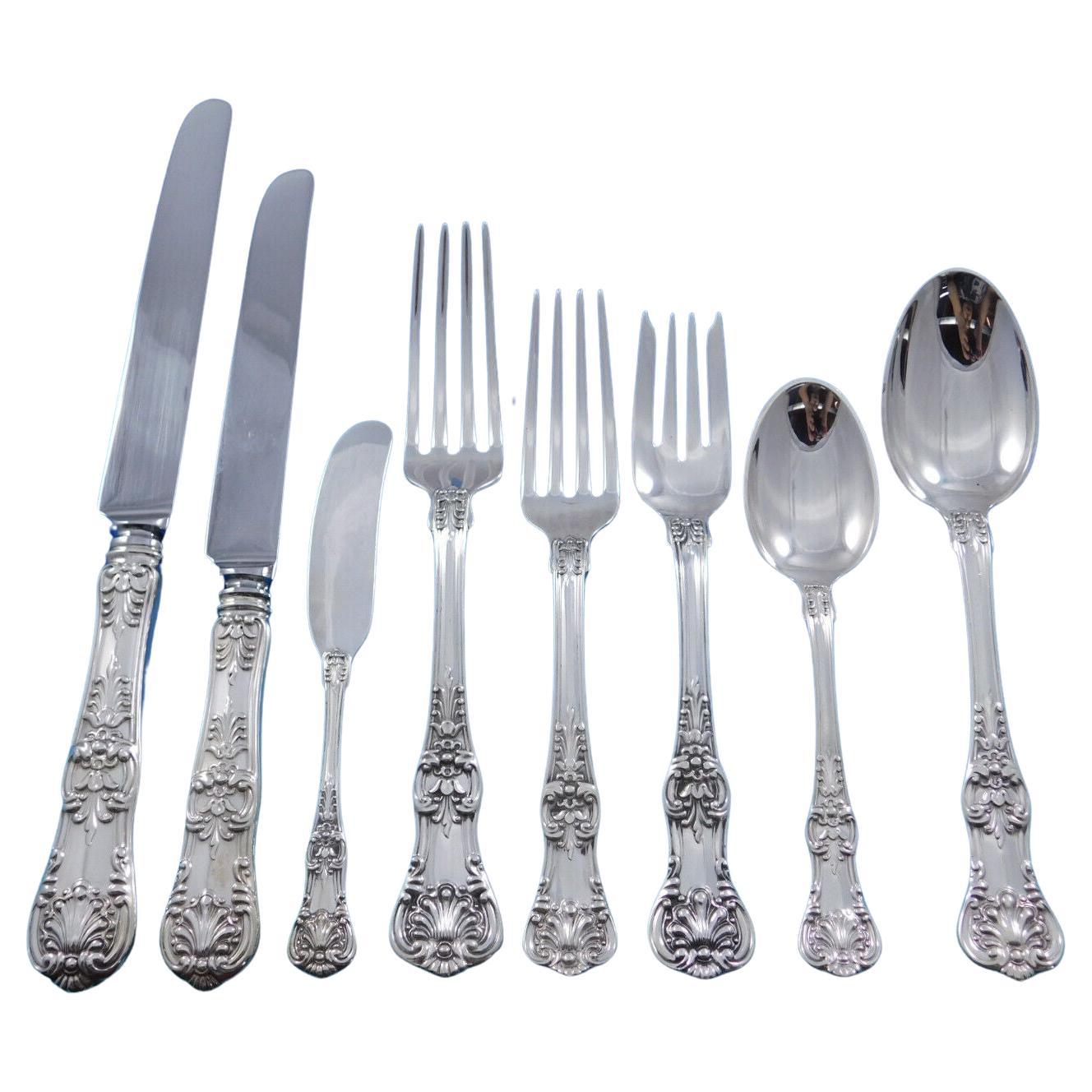Service d'argenterie sterling English King par Tiffany & Co, 69 pièces