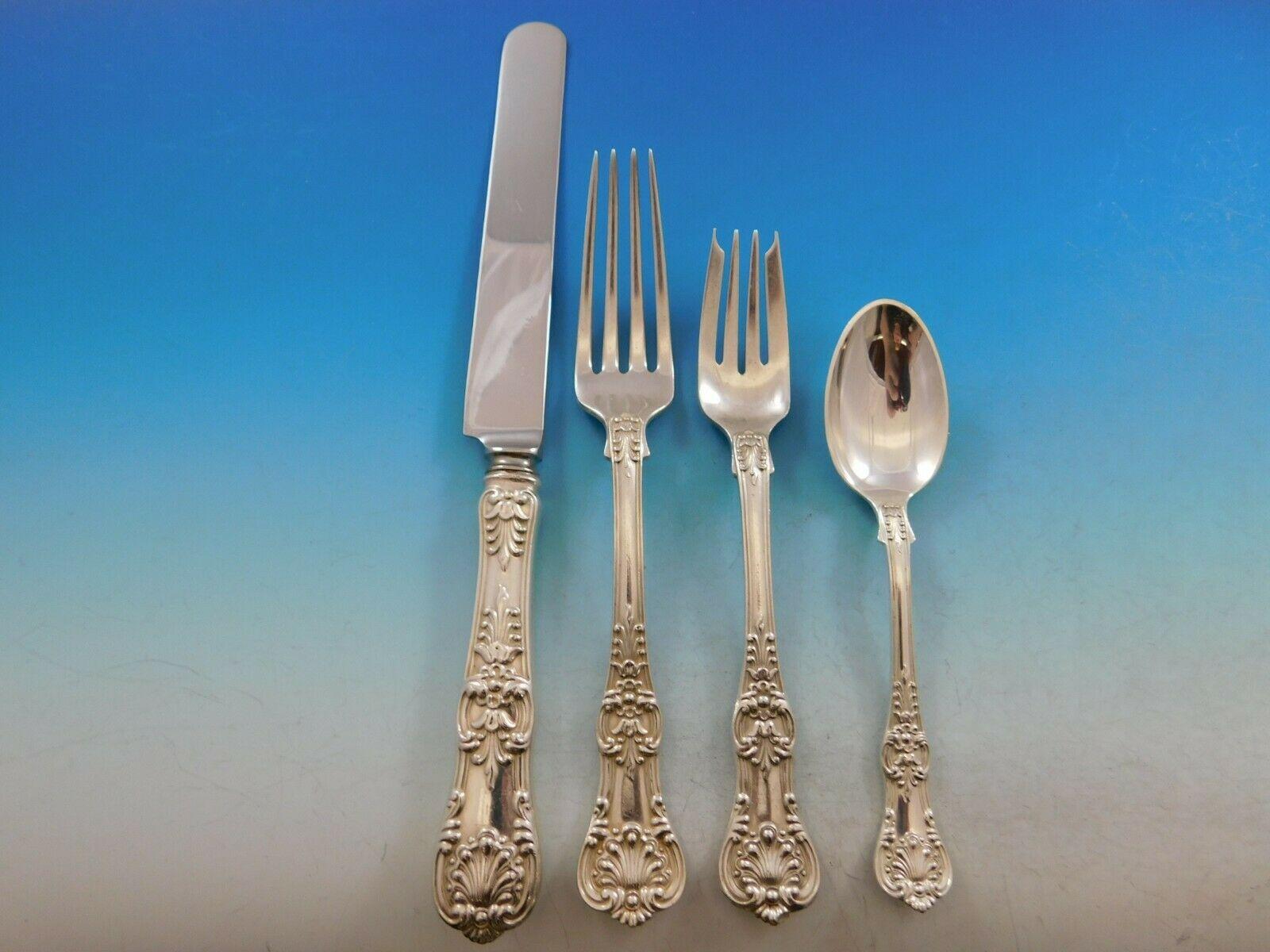English King by Tiffany Co. Sterling Silver Flatware Set Service 96 Pcs Dinner  In Excellent Condition In Big Bend, WI