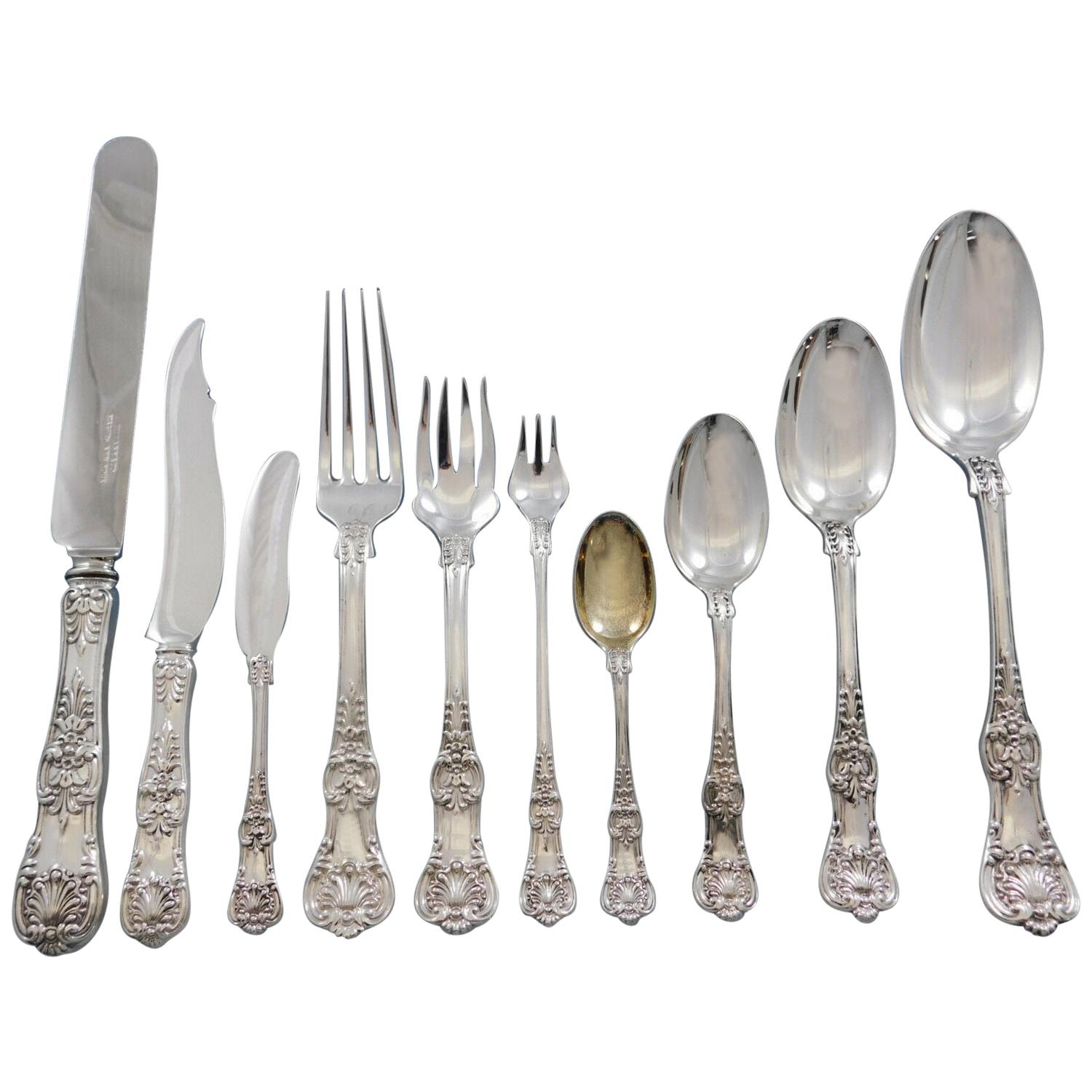 English King by Tiffany Sterling Silver Flatware Set for 8 Service 127 Pc Dinner