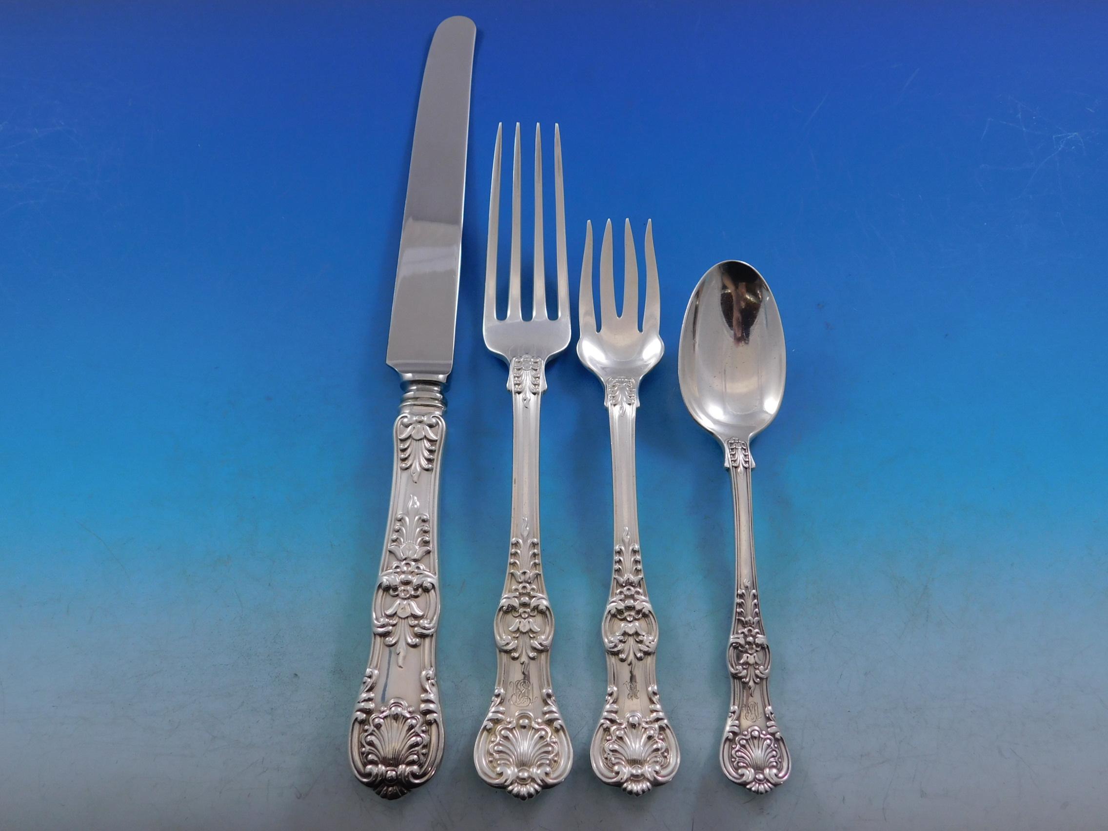 English King by Tiffany Sterling Silver Flatware Set Service 100 Pc Dinner Boxed In Excellent Condition In Big Bend, WI