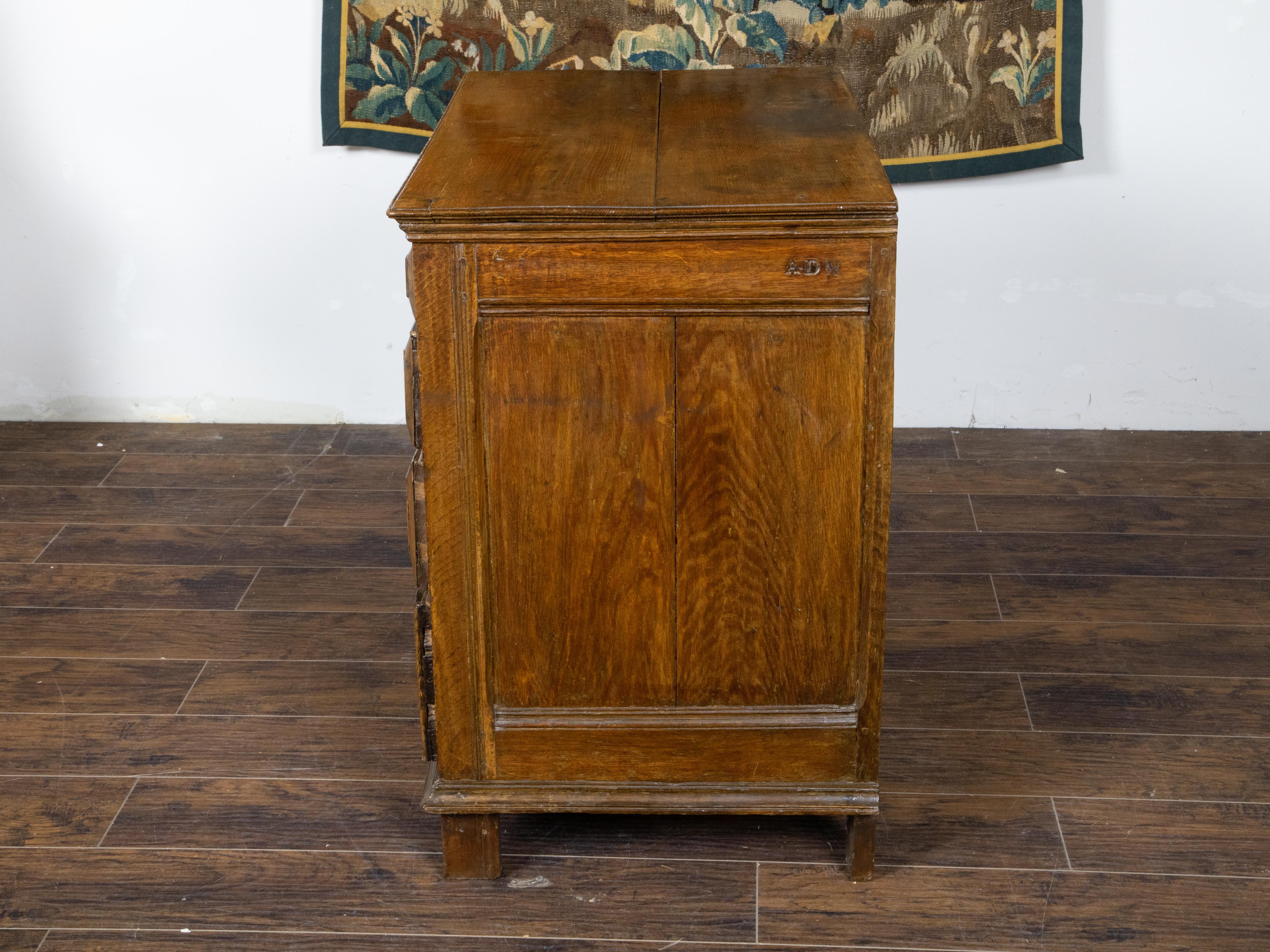 19th Century English King George III 1800s Oak Five Drawer Commode with Raised Panels For Sale