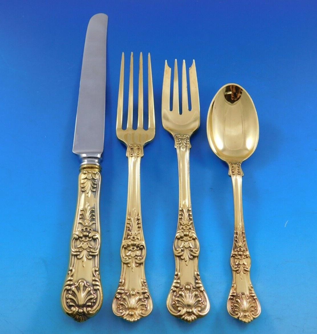 Set di posate in argento Sterling English King Gold by Tiffany & Co. 8 Servizio 48 pz. In condizioni ottime in vendita a Big Bend, WI