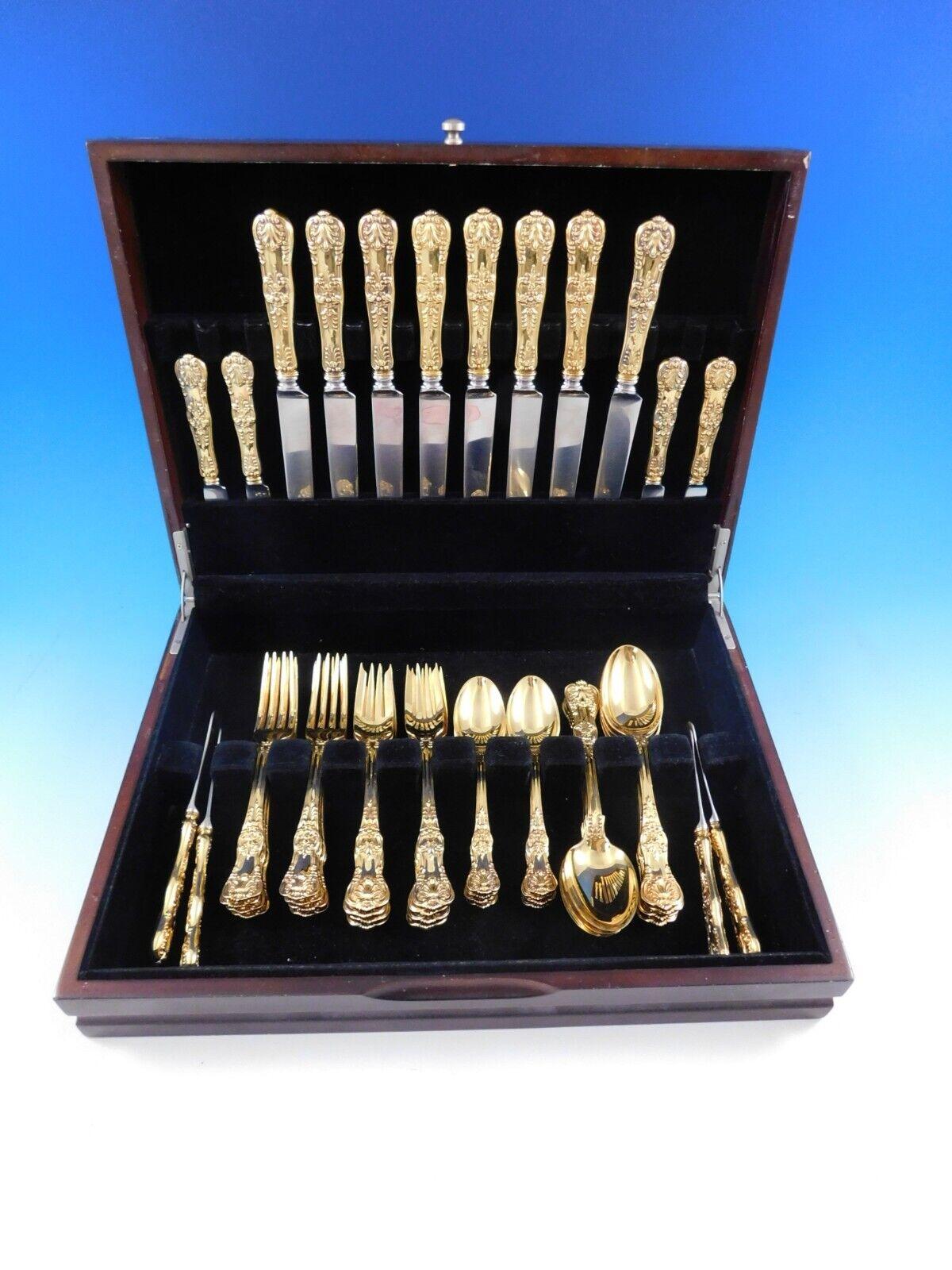 Set di posate in argento Sterling English King Gold by Tiffany & Co. 8 Servizio 48 pz. in vendita 1