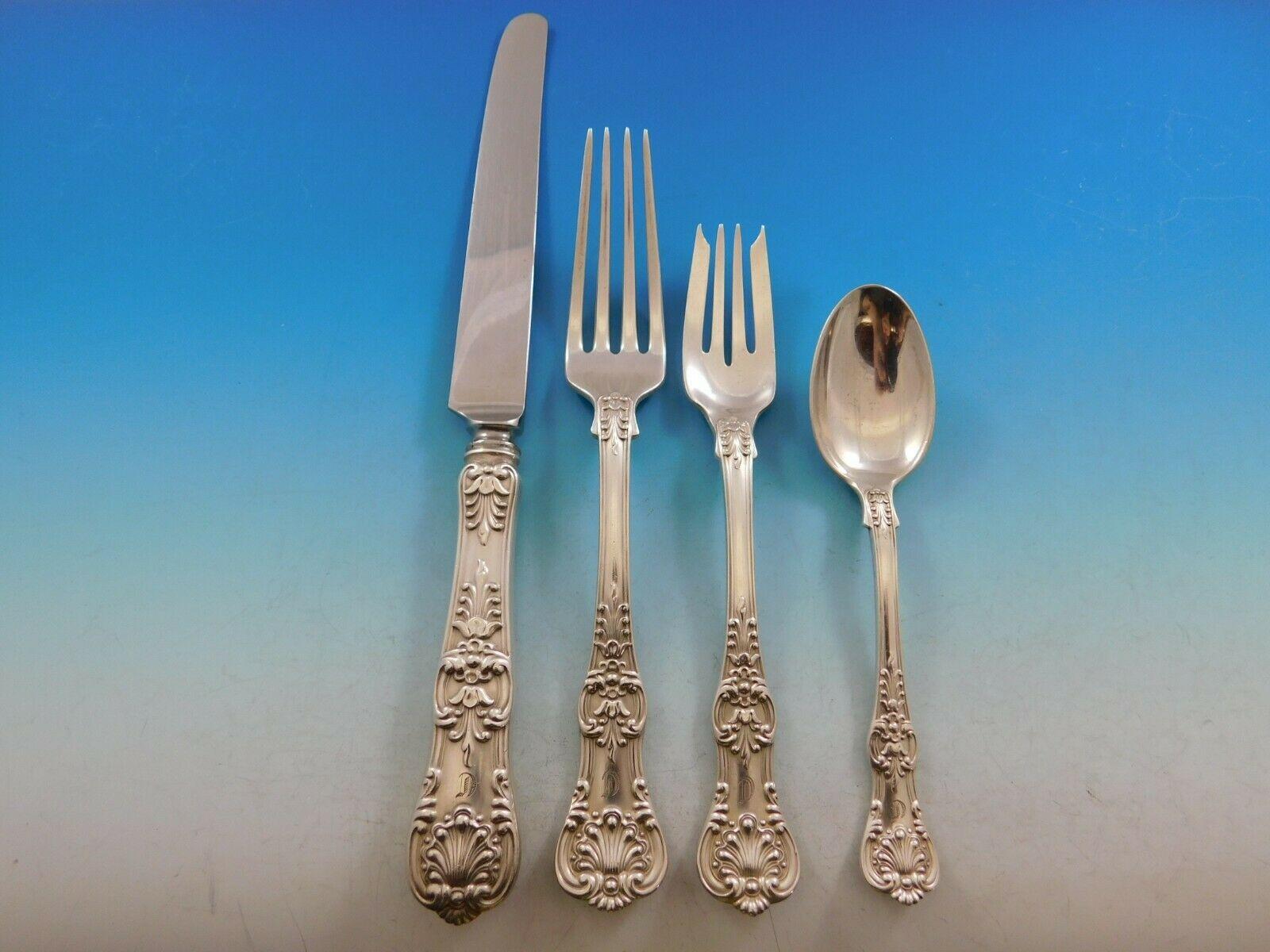 English King Tiffany Sterling Silver Flatware Set Service 51 Pcs Dinner C Mono In Excellent Condition In Big Bend, WI