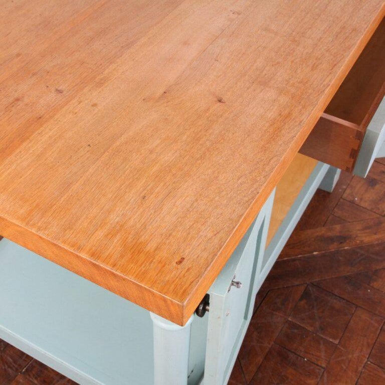 English Kitchen Island / with Plank For Sale at 1stDibs
