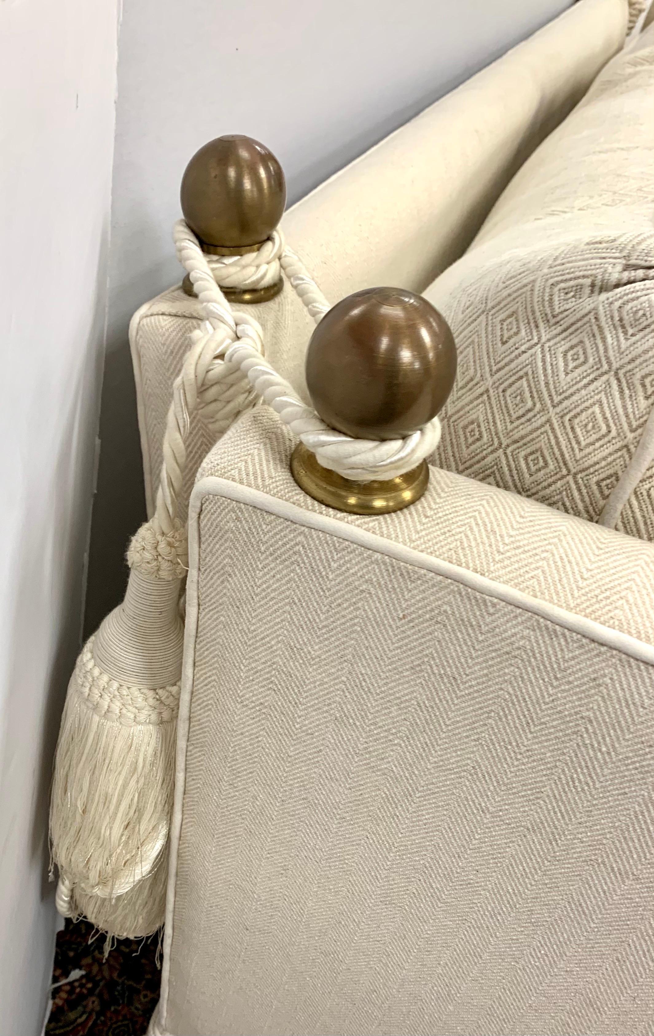 Late 20th Century Knole Drop Down Loveseat with Brass Finials