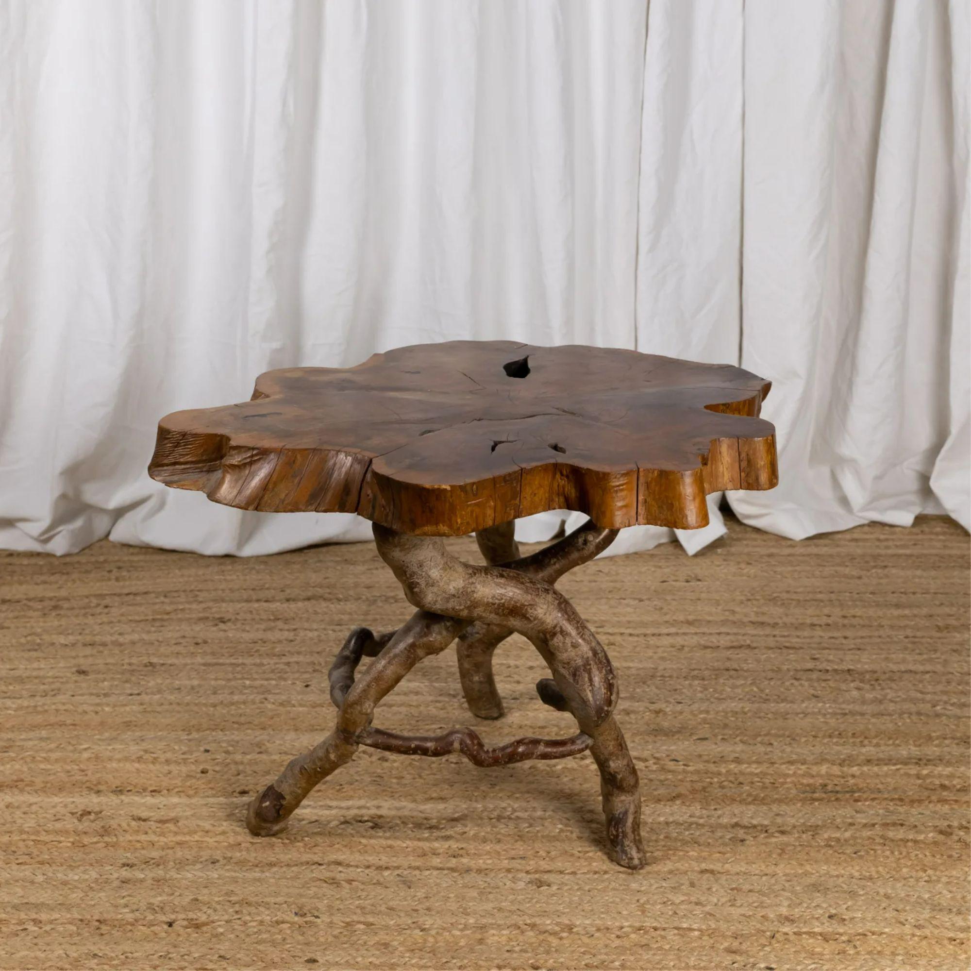 Folk Art English Laburnum Root Wood Table, Early 20th Century