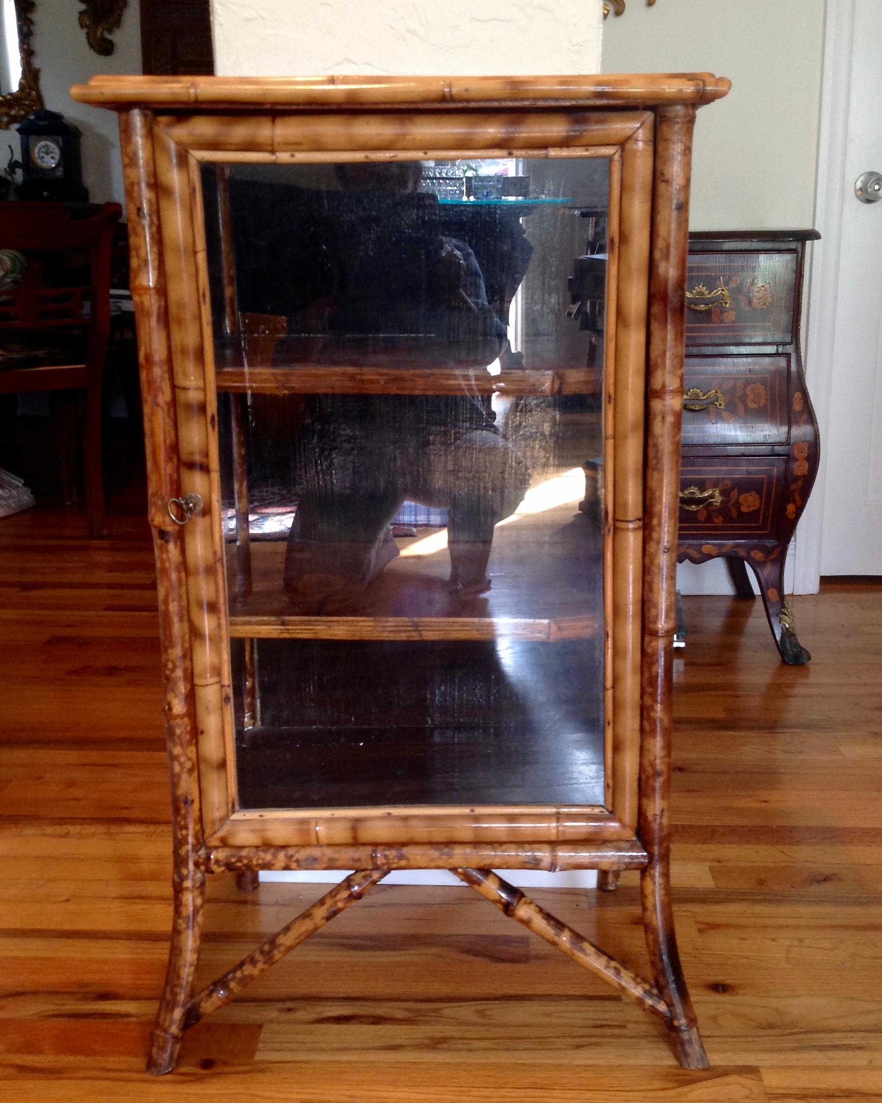 English Lacquered Bamboo Bookcase In Good Condition In West Palm Beach, FL
