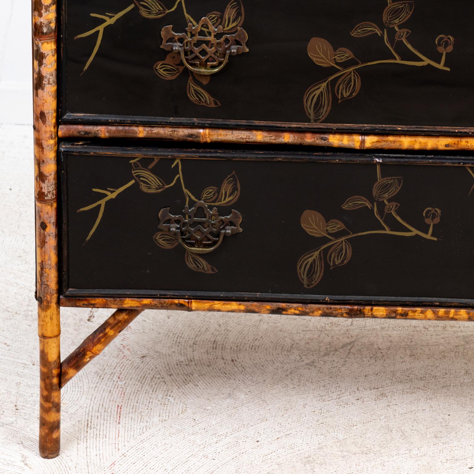 Chinoiserie English Lacquered Bamboo Chest of Drawers