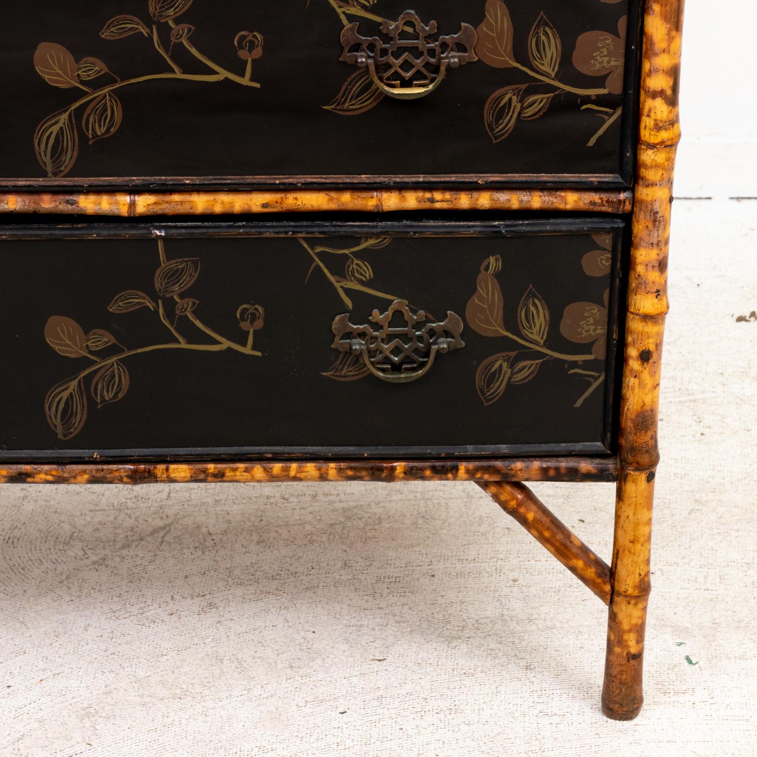 English Lacquered Bamboo Chest of Drawers In Good Condition In Stamford, CT