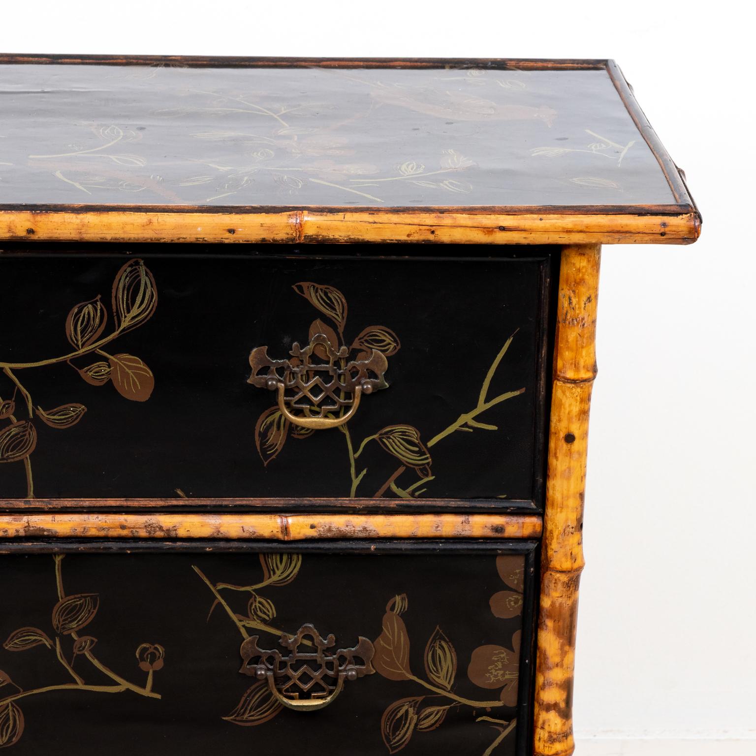 Late 19th Century English Lacquered Bamboo Chest of Drawers