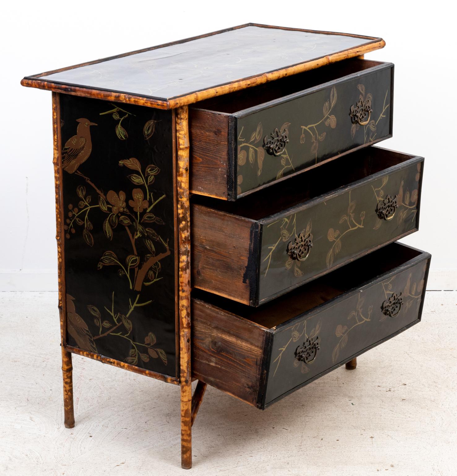 English Lacquered Bamboo Chest of Drawers 2