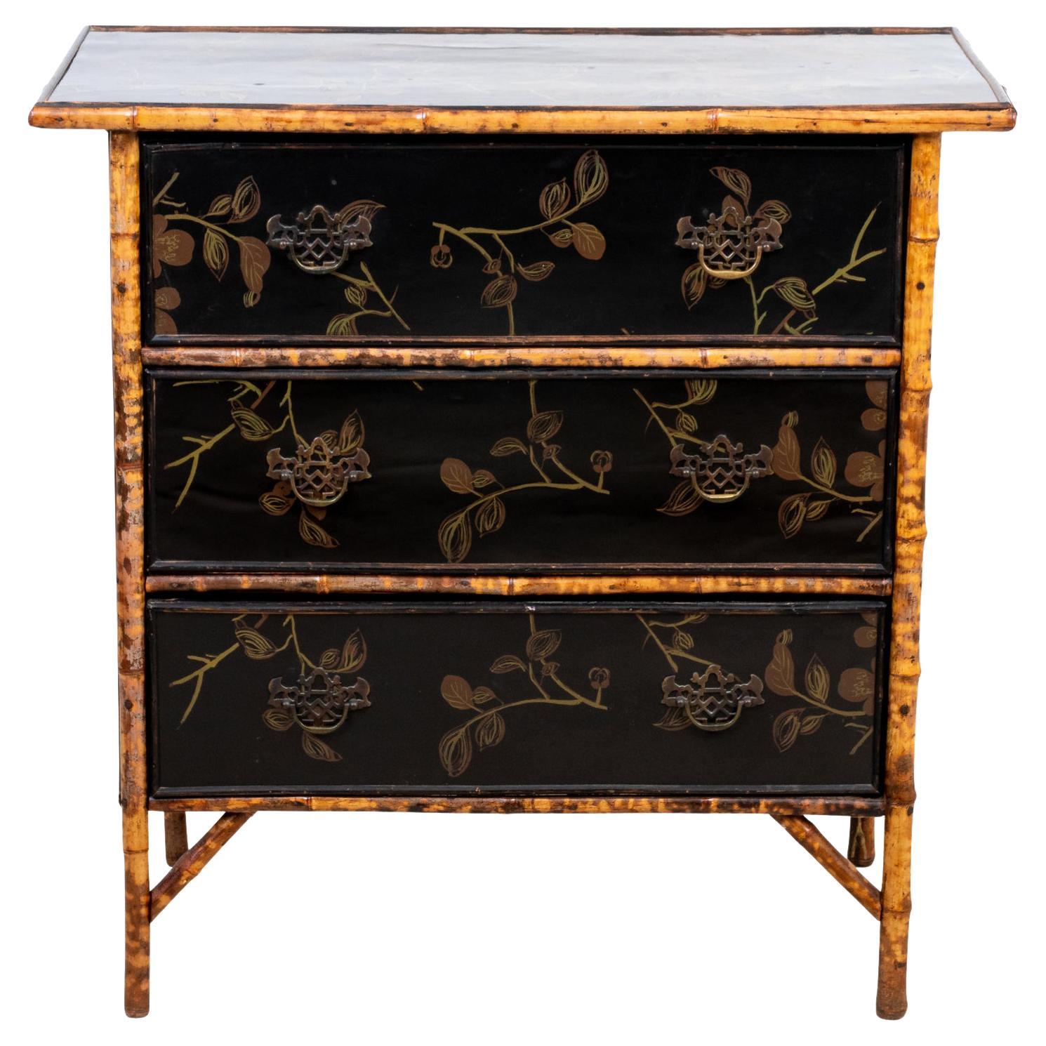 English Lacquered Bamboo Chest of Drawers