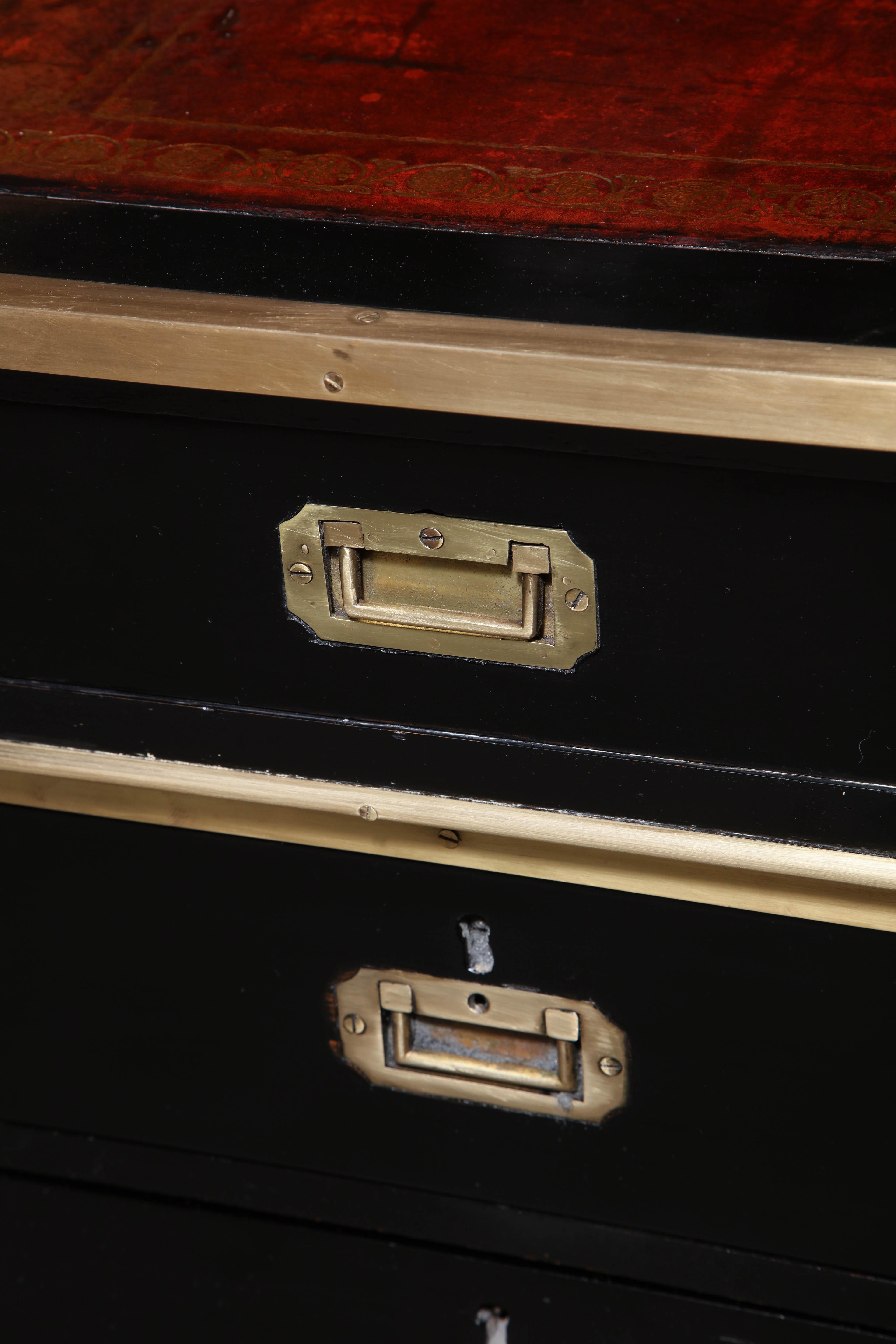 Mid-19th Century English Lacquered Campaign Style Partners Desk