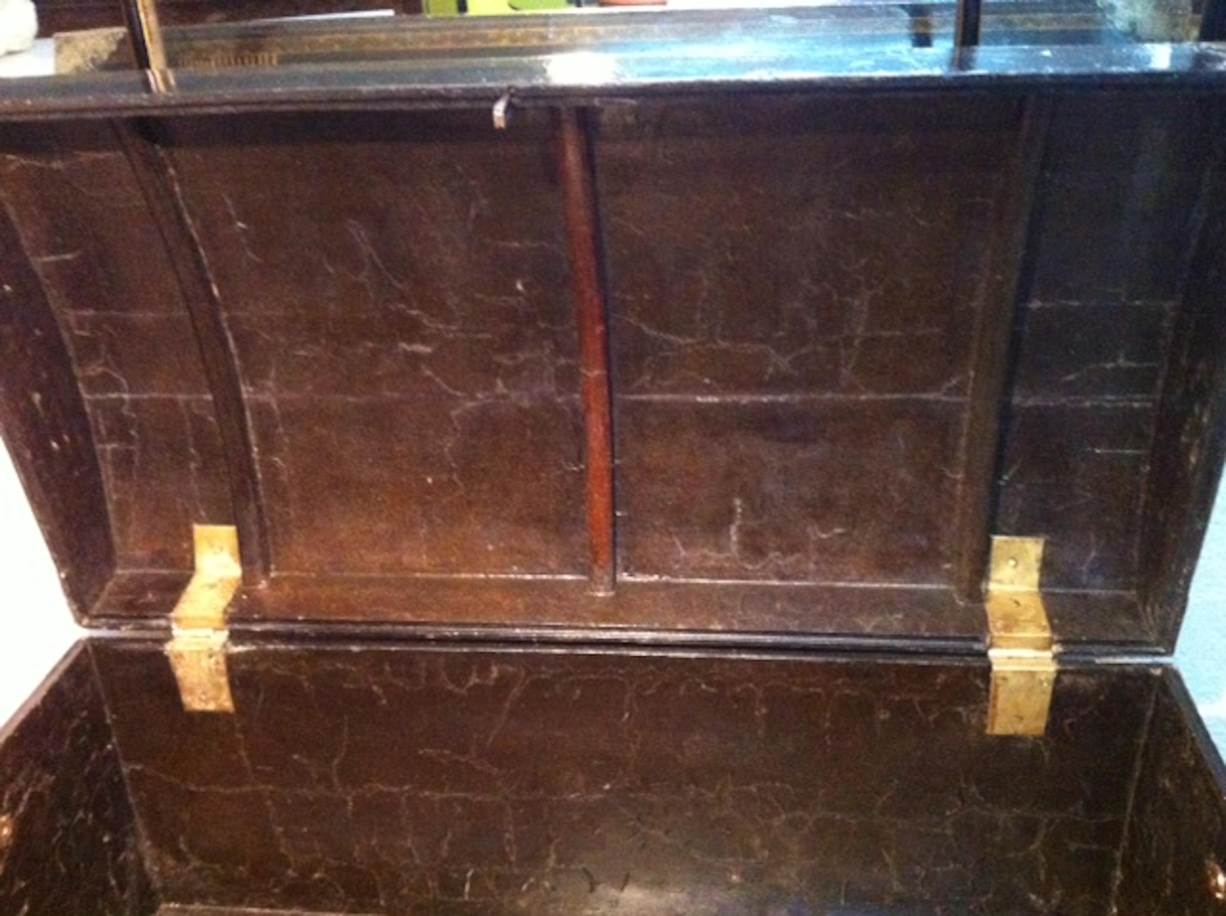Wood English lacquered Chest, 18th Century For Sale