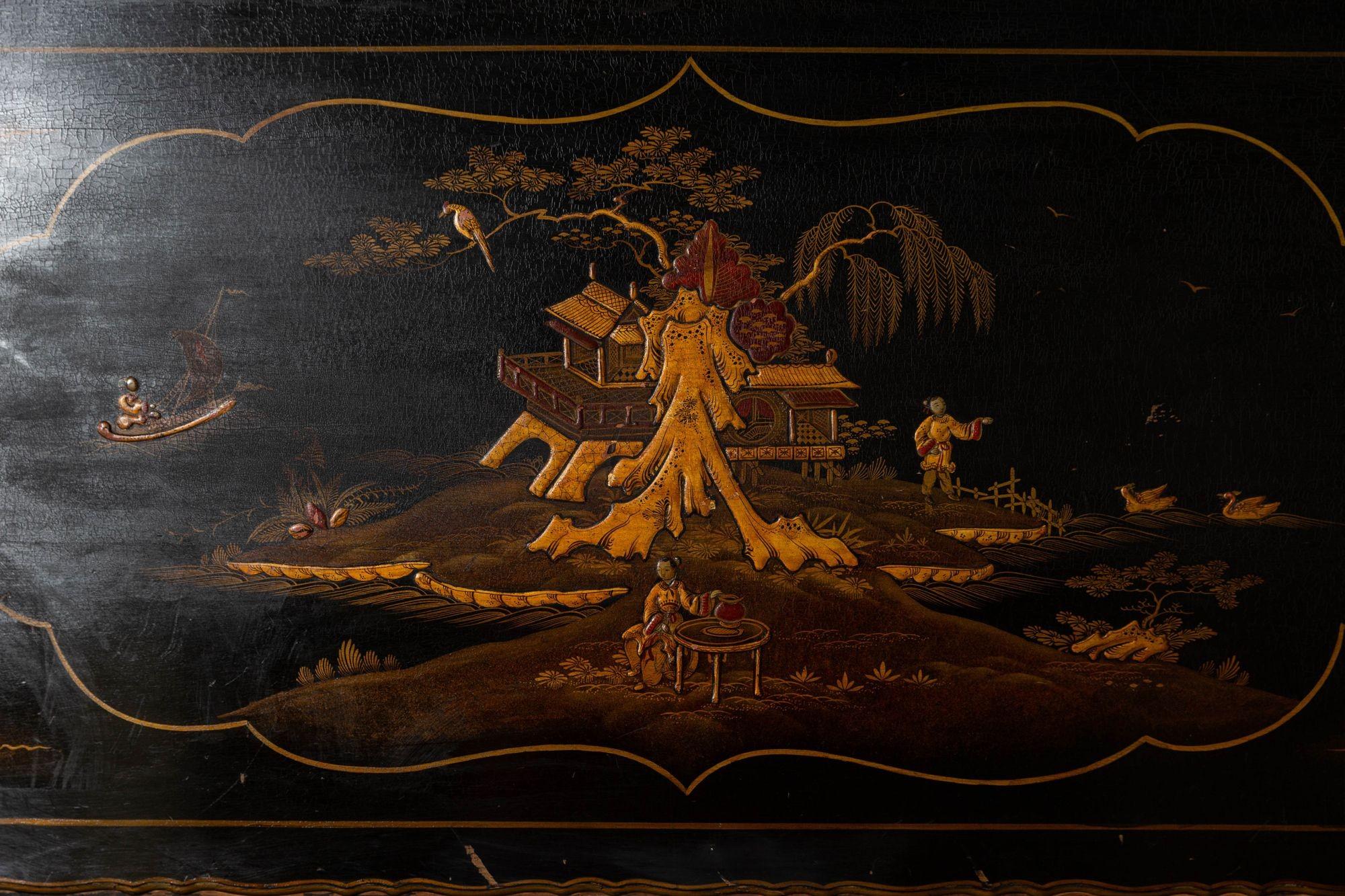 circa 1910
English Lacquered Chinoiserie Double Bed
sku 1369
W138 x D189 x H140cm