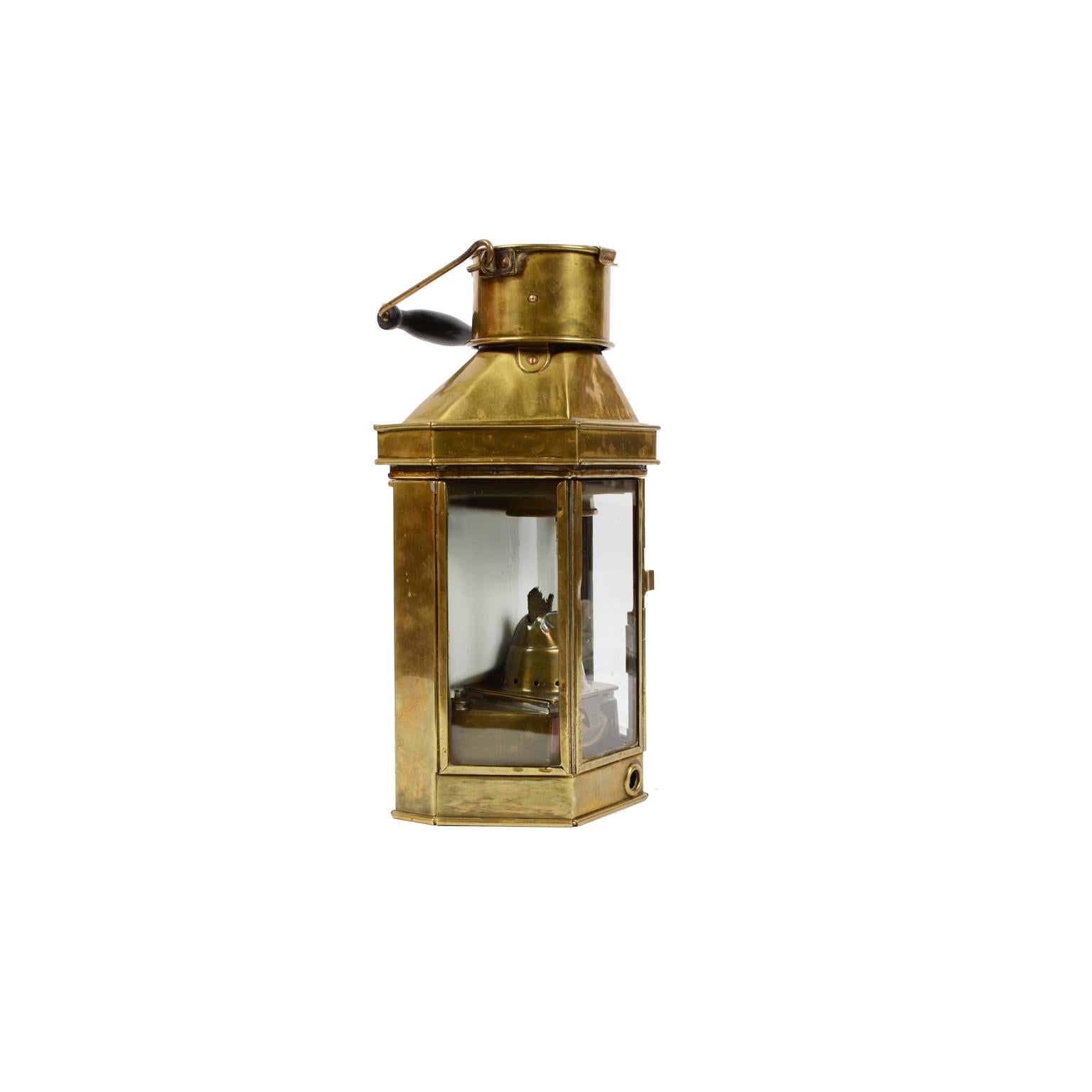 British Late 19th century Antique English Nautical Lamp Signed Bulpitt, Brass and Glass 