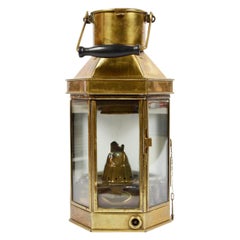 Late 19th century Antique English Nautical Lamp Signed Bulpitt, Brass and Glass