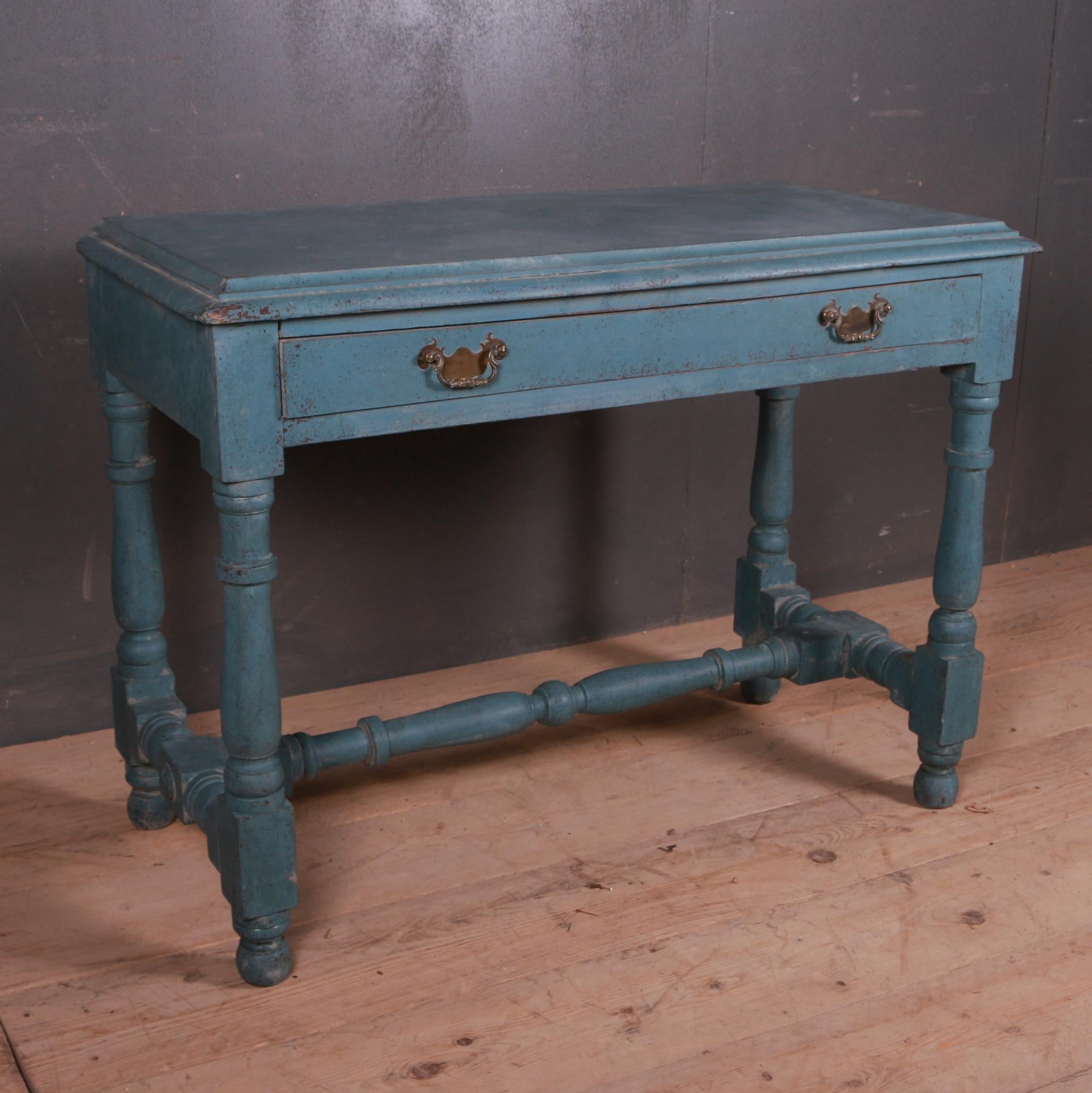 Large 19th century painted one drawer desk/lamp table, 1850.

Dimensions
42.5 inches (108 cms) wide
20 inches (51 cms) deep
31.5 inches (80 cms) high.