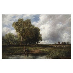 Antique English Landscape Painting "After the Rain" '1895' by Edmund Morison Wimperis