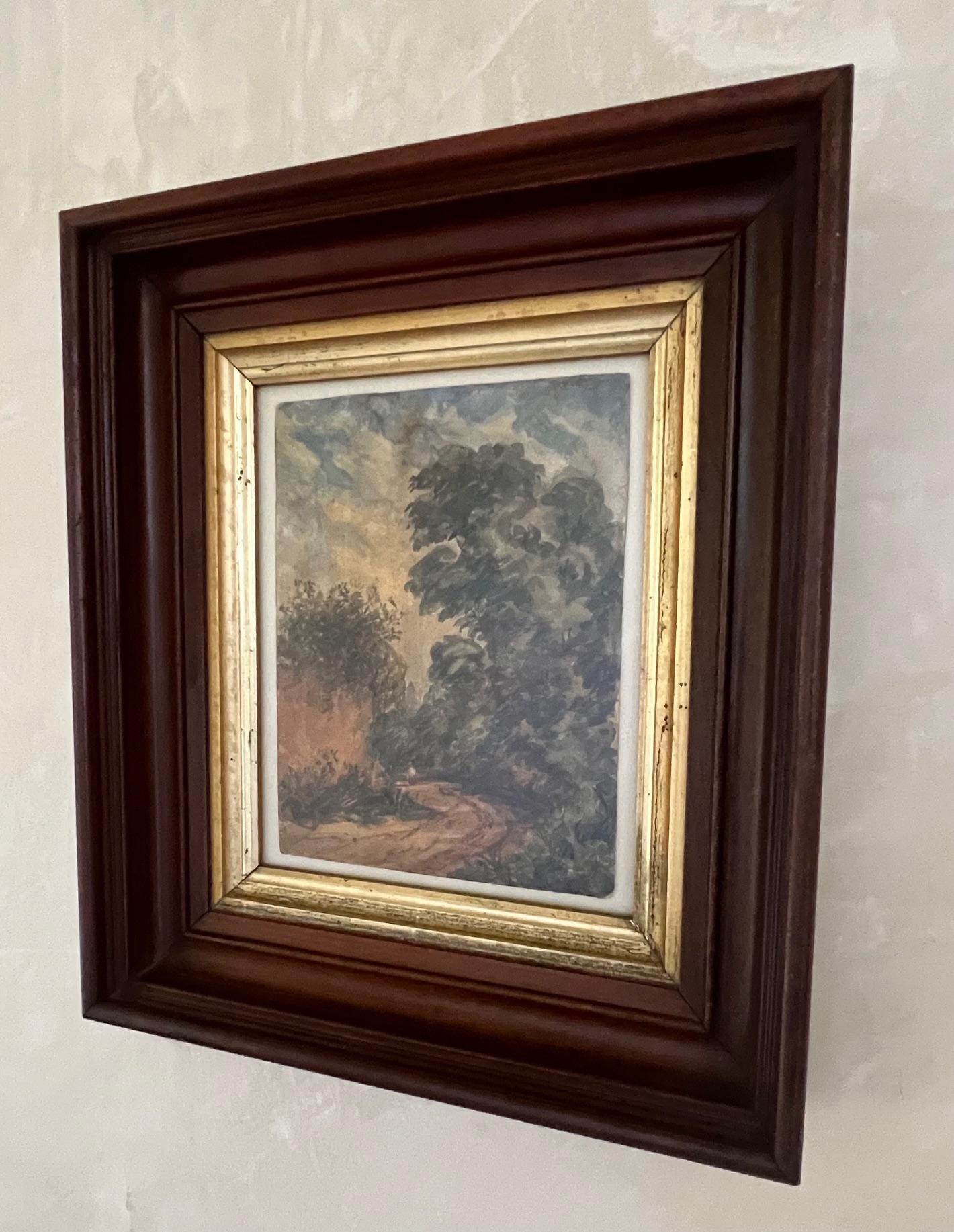 Paisaje inglés Acuarela, Firmada , c. 1855 Victoriano en venta