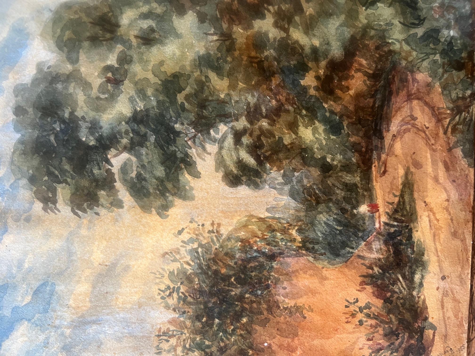 Paisaje inglés Acuarela, Firmada , c. 1855 en Bueno estado para la venta en Ross, CA