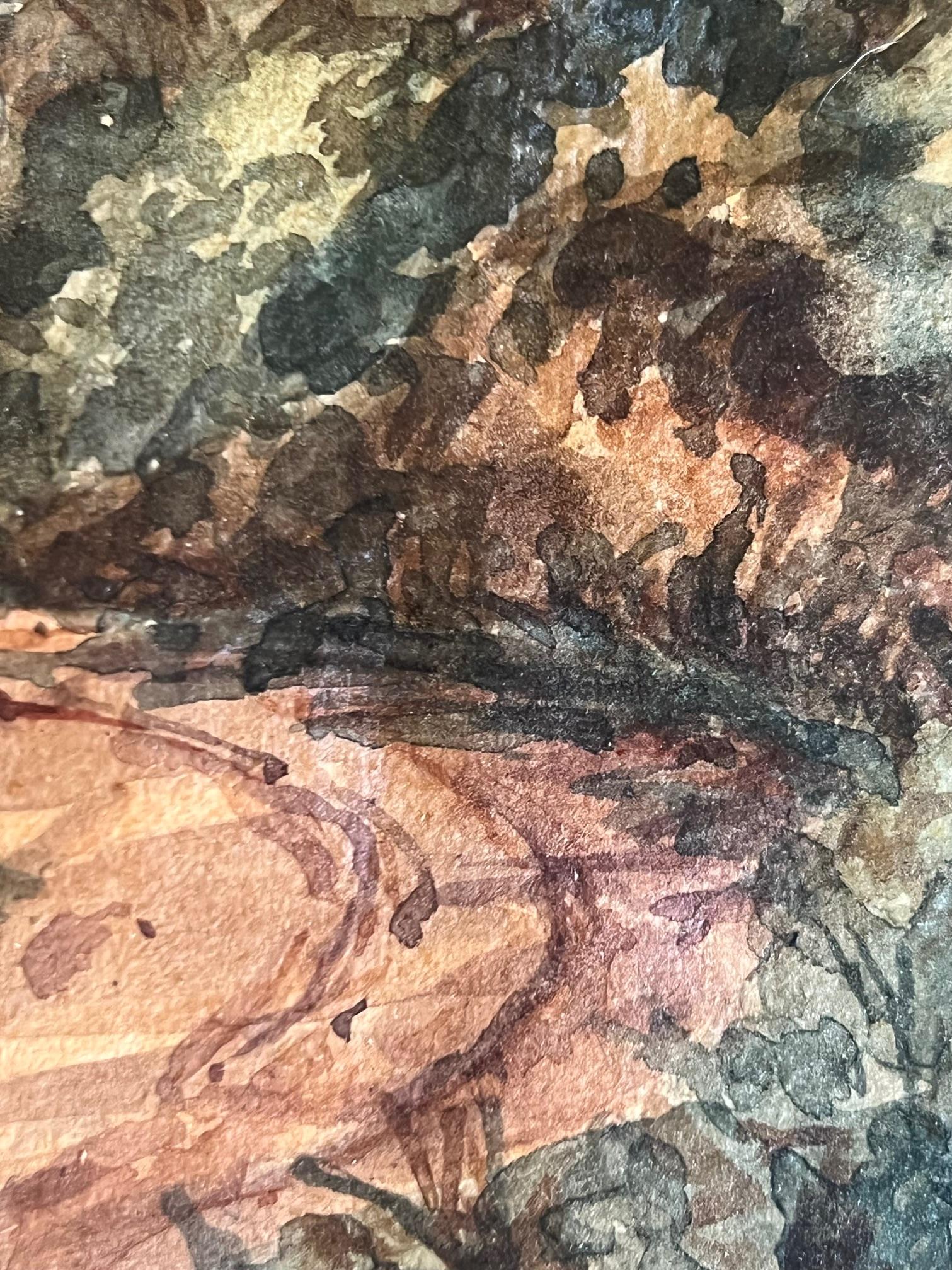 Paisaje inglés Acuarela, Firmada , c. 1855 siglo XIX en venta