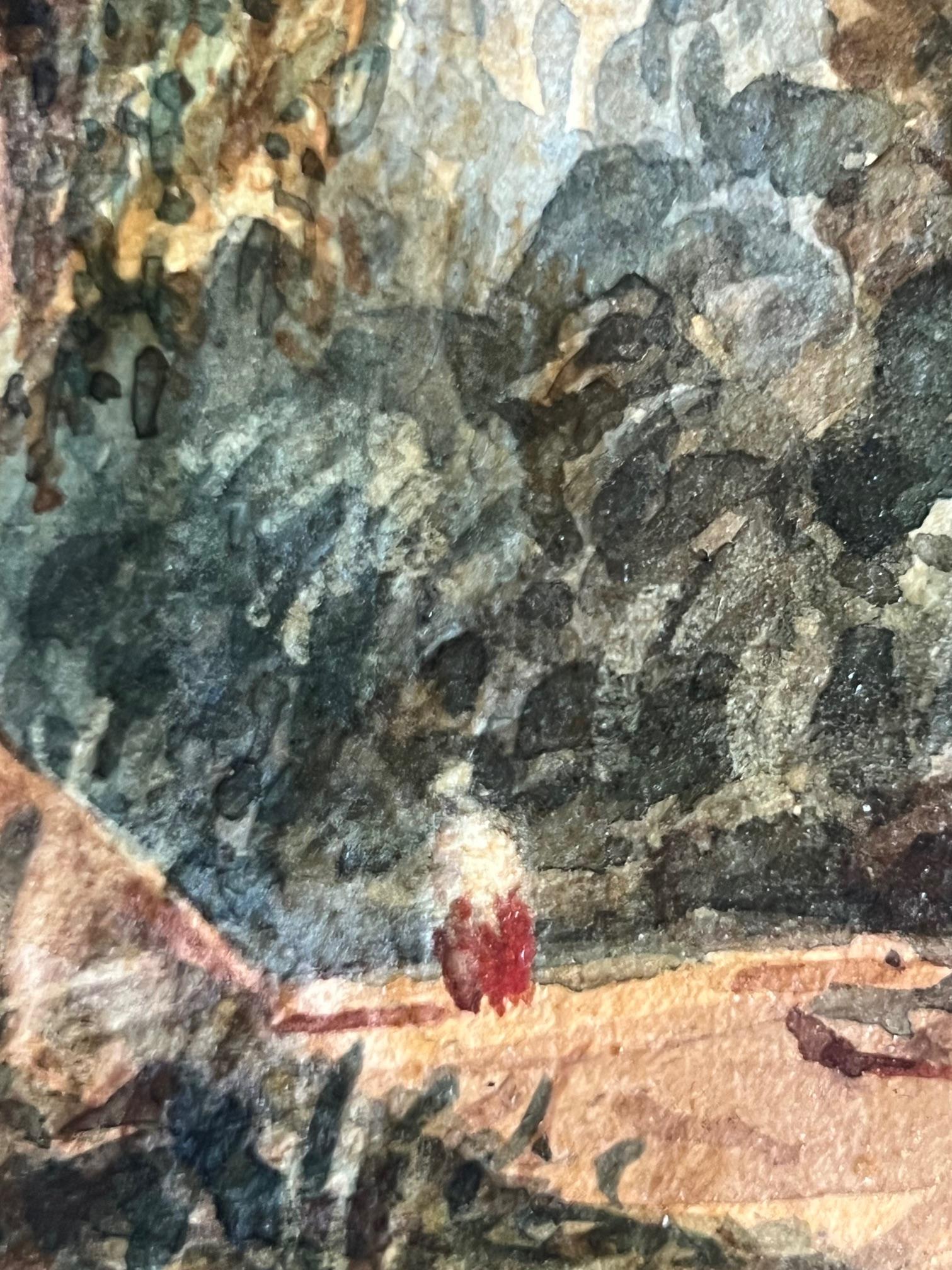 Paisaje inglés Acuarela, Firmada , c. 1855 Pintura en venta