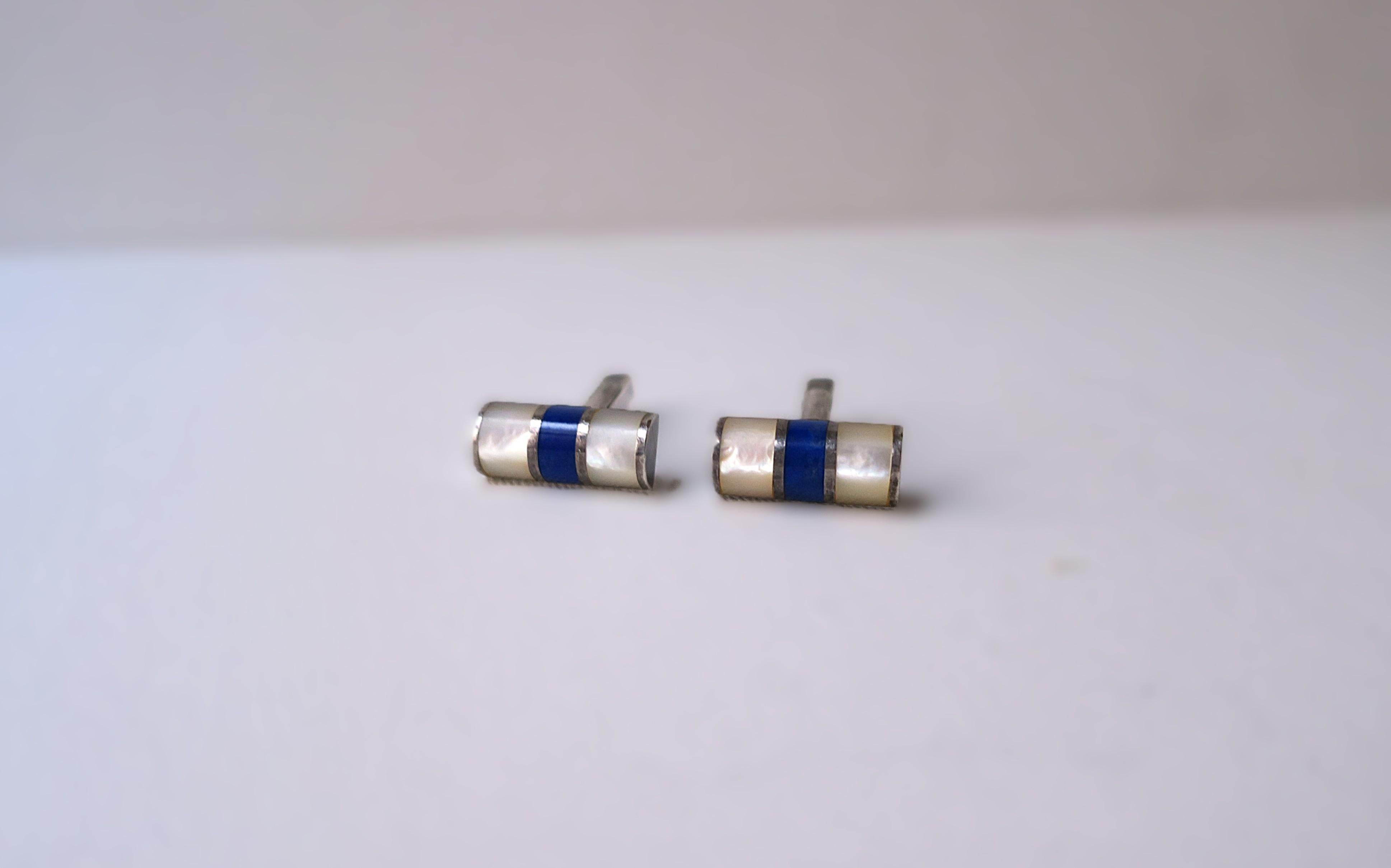Boutons de manchette anglais en lapis-lazuli, paire Bon état - En vente à New York, NY