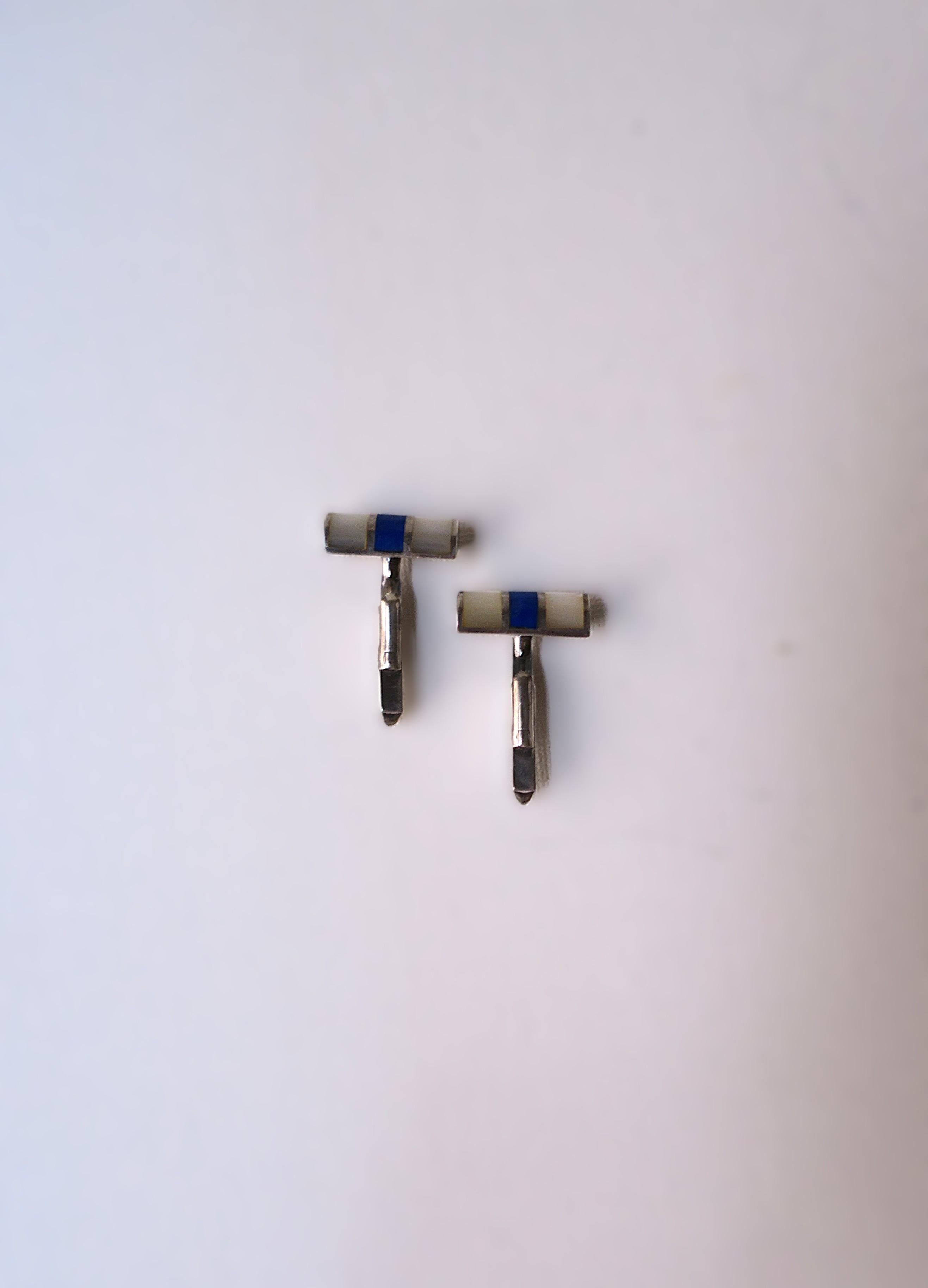 Boutons de manchette anglais en lapis-lazuli, paire en vente 2