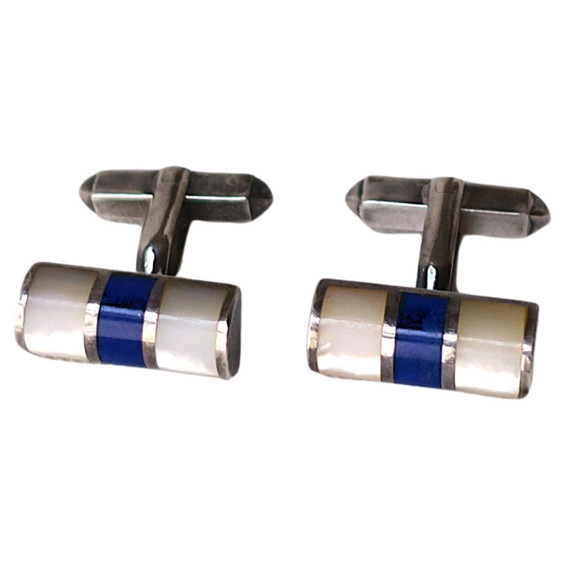 Boutons de manchette anglais en lapis-lazuli, paire
