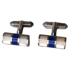 English Lapis Lazuli Cufflinks, Pair