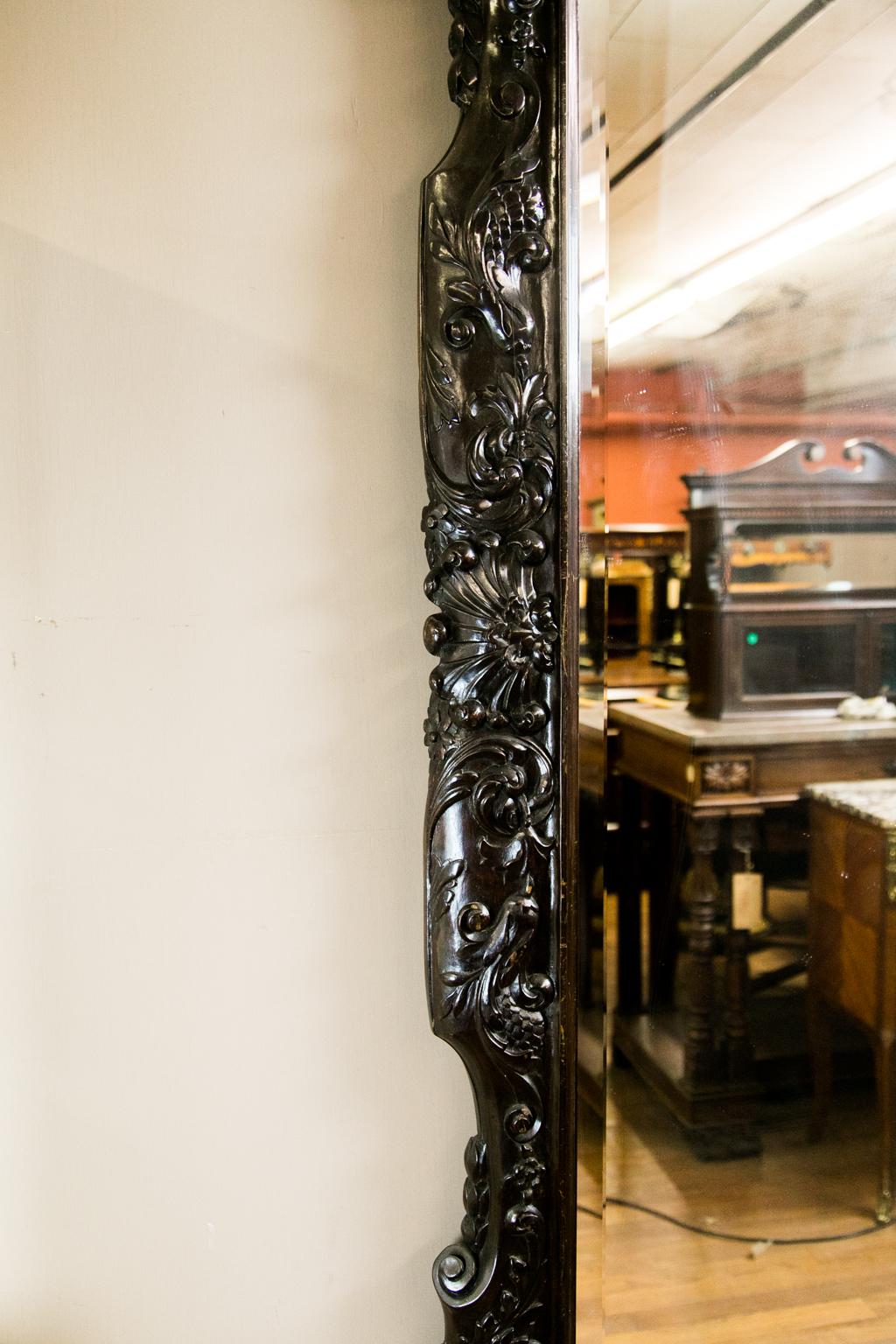 English Large Carved Beveled Mirror For Sale 7