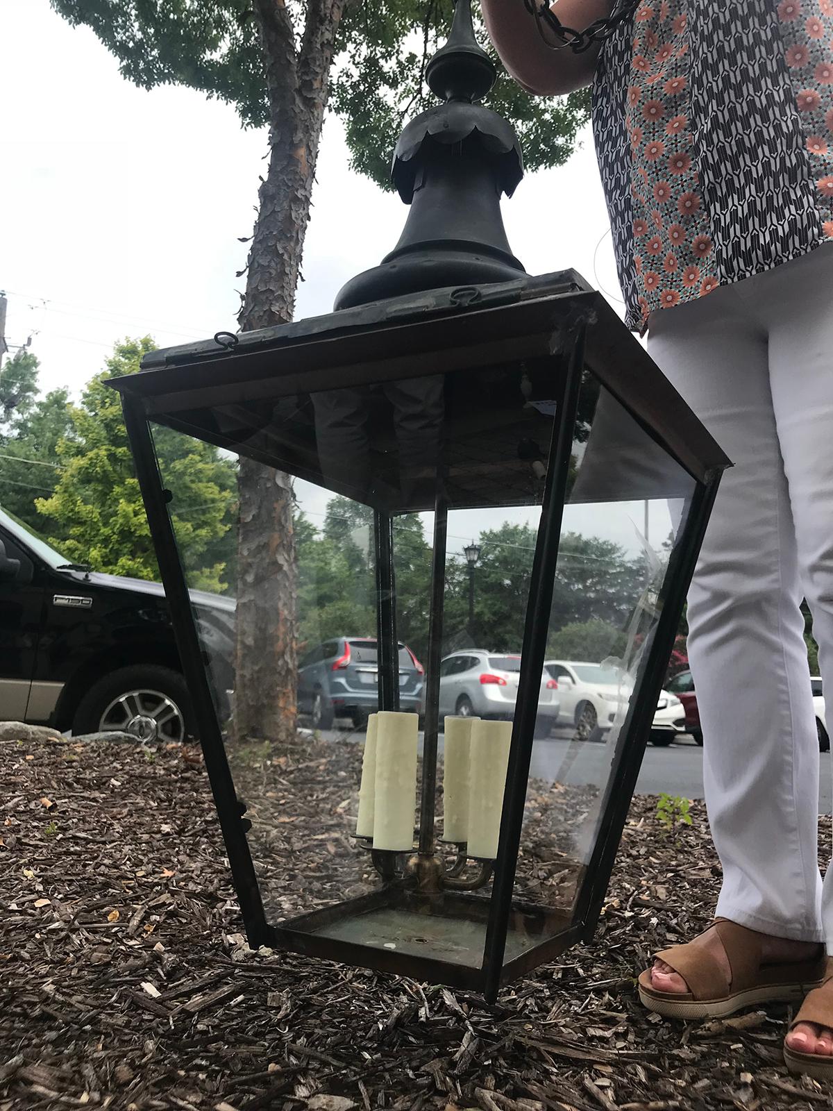 English Large Copper Lantern, Marked W. Parkinson & Company, circa 1860s In Good Condition In Atlanta, GA