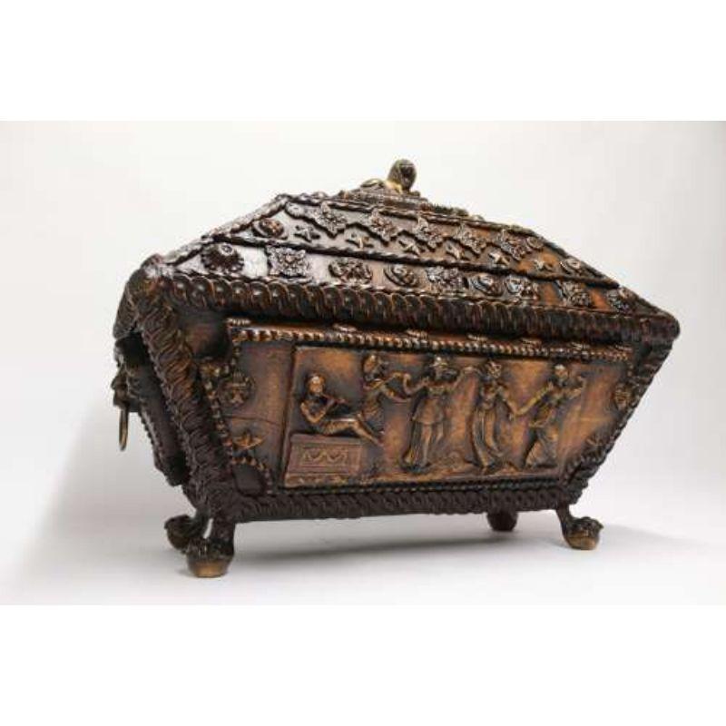Gesso English large Regency period country house gesso decorated casket, circa 1820 For Sale