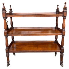 English large scale oak three tier trolley on casters 