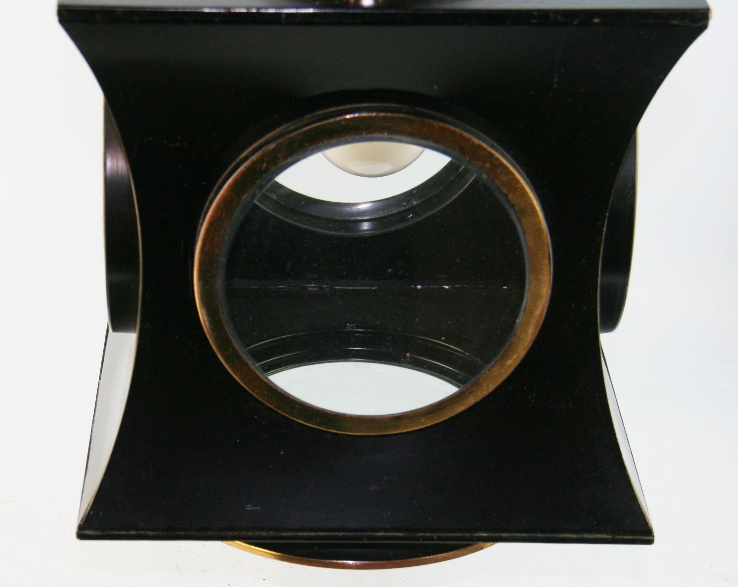 English Large Shaped Lantern with Five Beveled Glass Portals For Sale 8