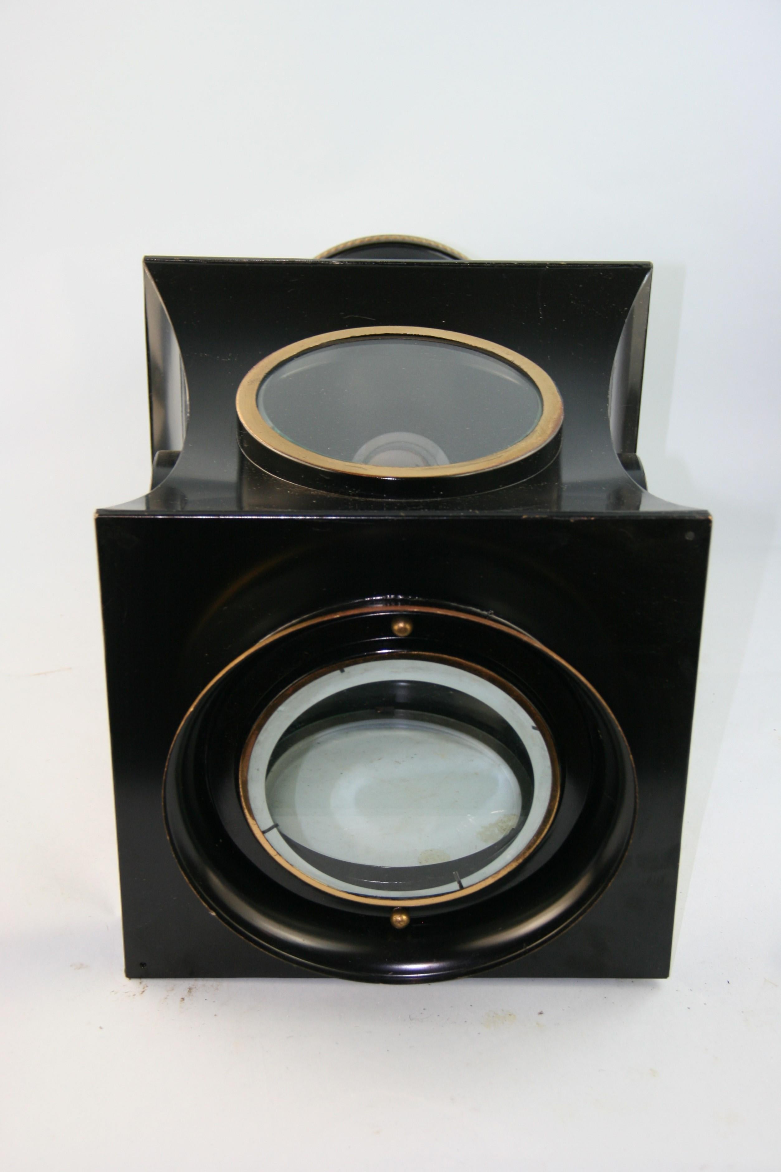 English Large Shaped Lantern with Five Beveled Glass Portals For Sale 9