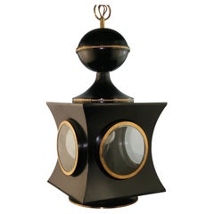 English Large Shaped Lantern with Five Beveled Glass Portals