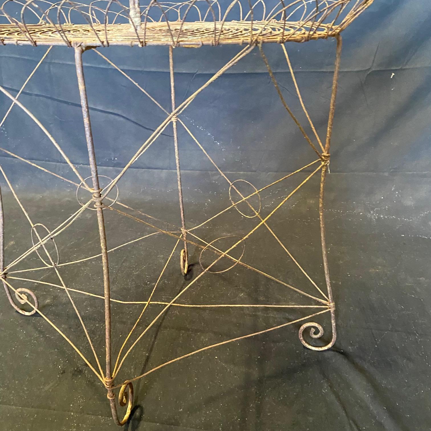  English Large Victorian White Wire and Metal Two Tier Iron Garden Plant Stand For Sale 2