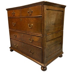 English Late 17th Century Solid Oak Chest of Drawers with Panelled Sides English Late 17th Century Solid Oak Chest of Drawers with Panelled Sides