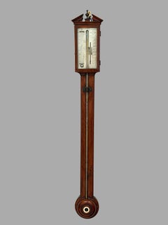 English Late 18th Century Inlaid Mahogany Stick Barometer by Joseph Somalvico