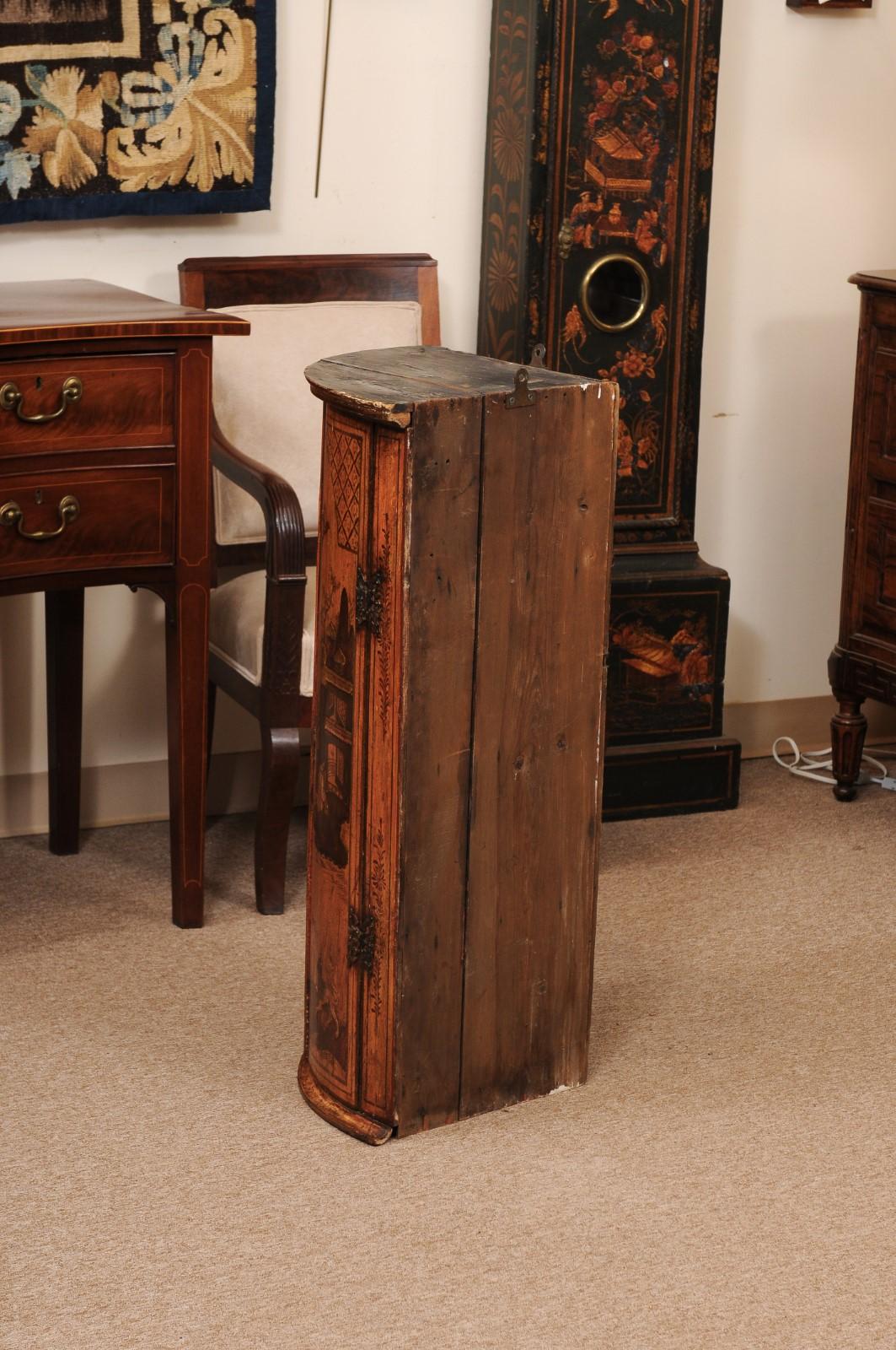 Englischer Chinoiserie-Eckschrank aus dem späten 18. Jahrhundert mit ockerfarbenem Lack im Angebot 6