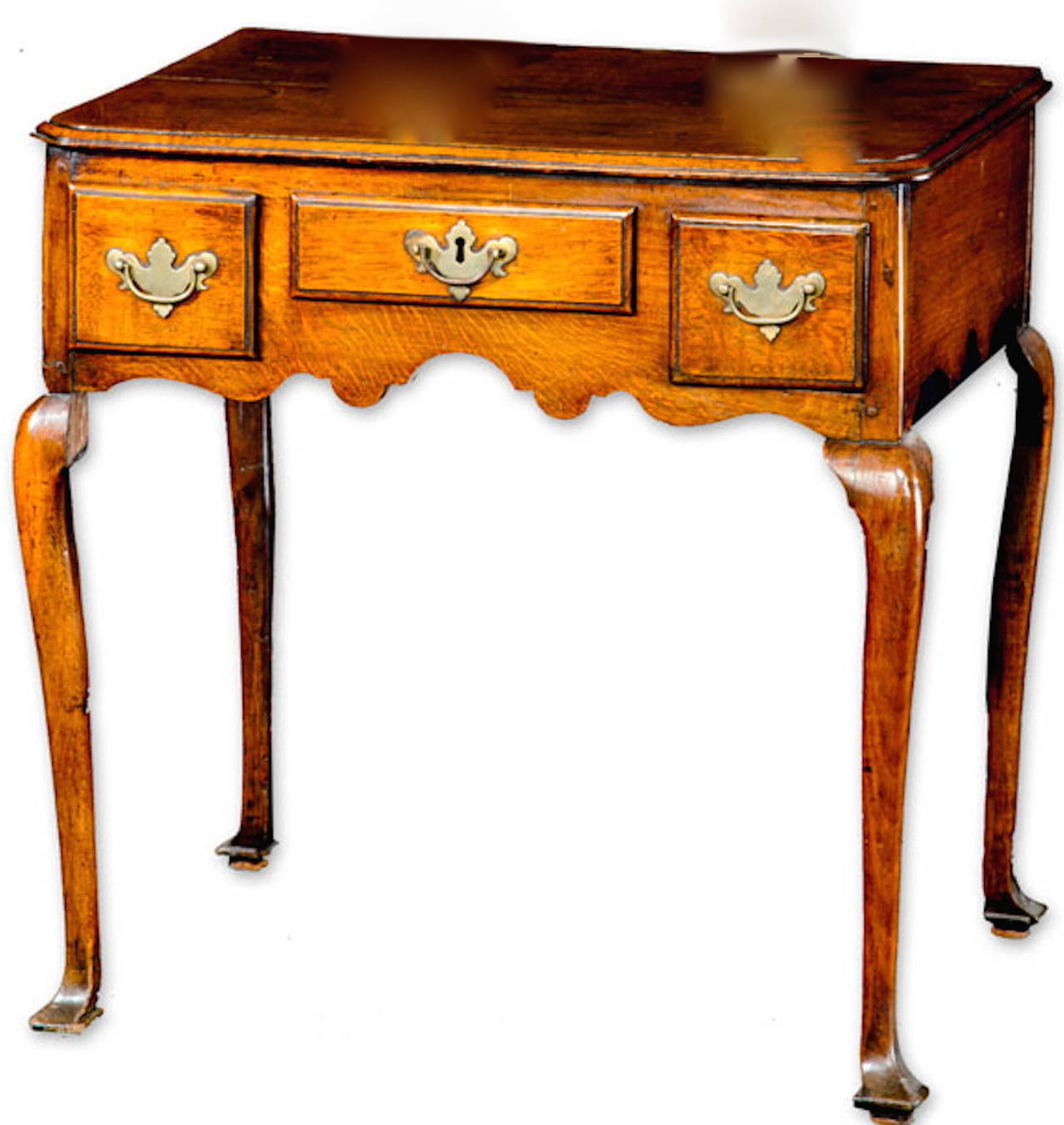 Walnut English Late 18th Century Queen Anne Low-Boy End Table with Three Small Drawers
