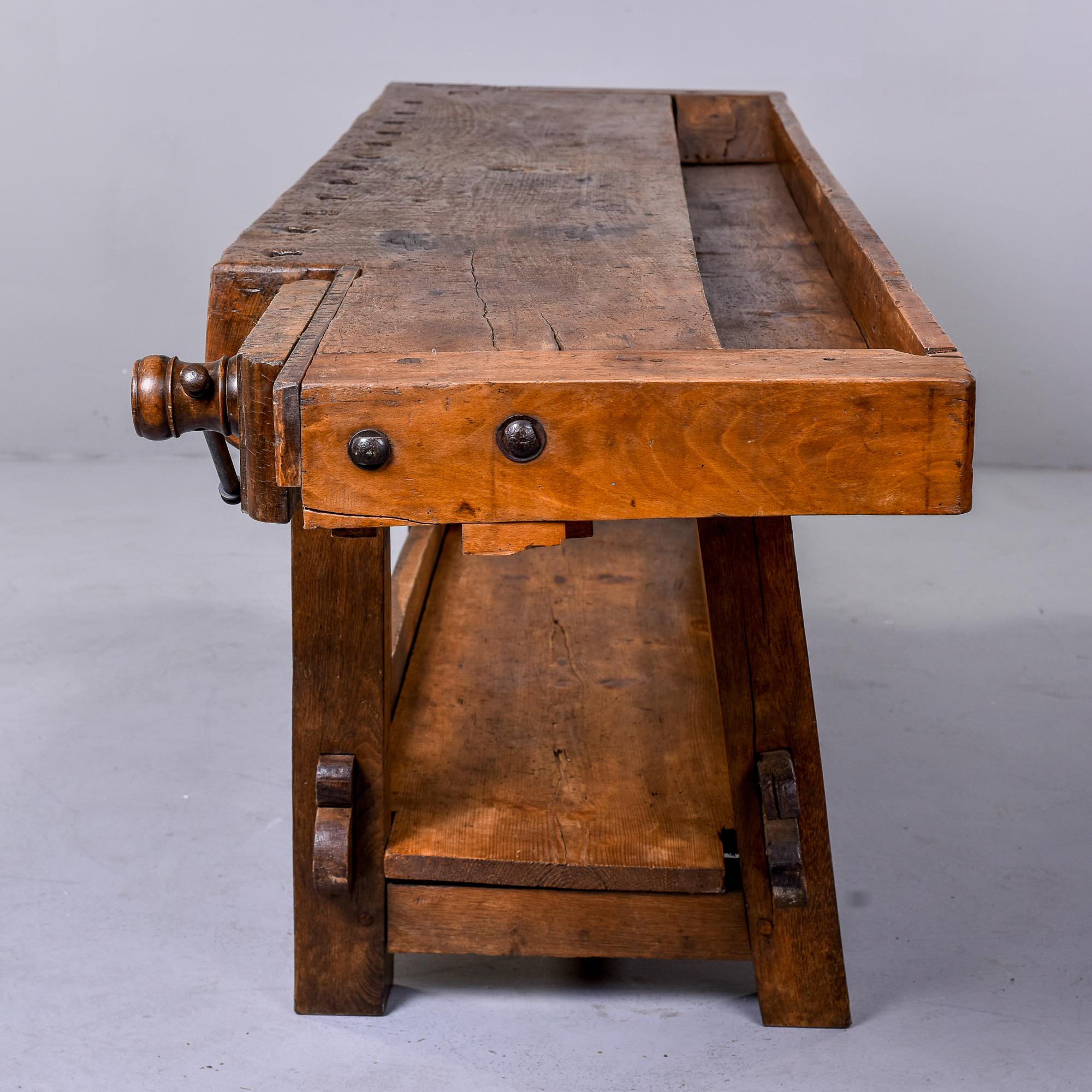 19th Century English Late 19th C Large Oak Work Bench Table