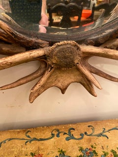 English Late 19th Century Antler Mirror