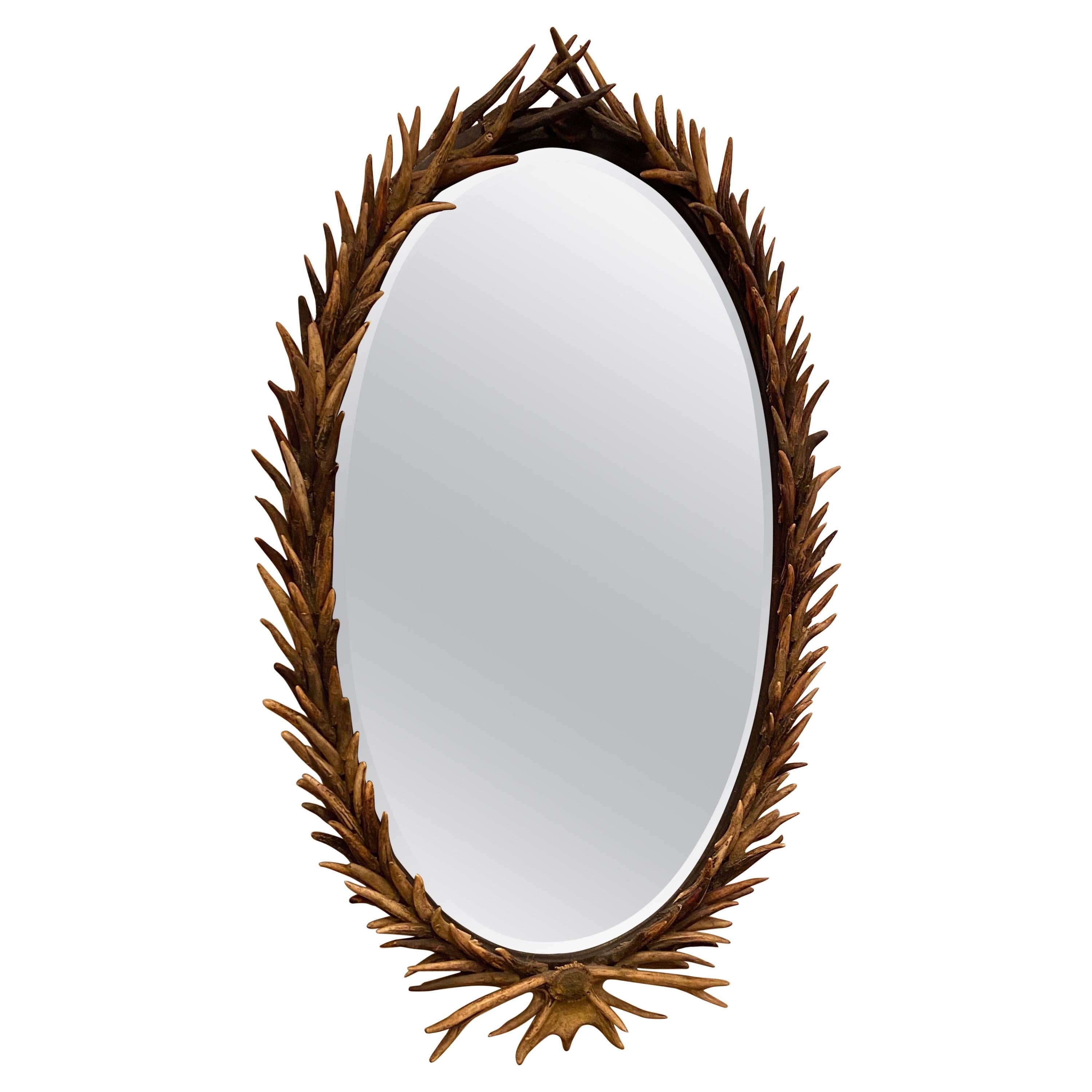English Late 19th Century Antler Mirror For Sale