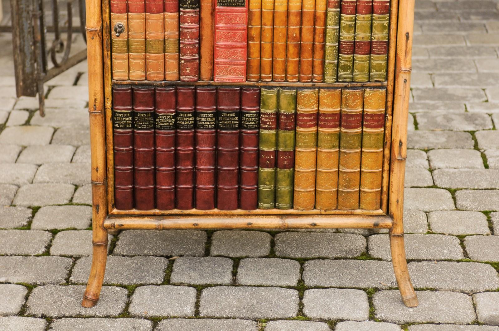 English Late 19th Century Bamboo Single-Door Cabinet with Faux Book Façade 13